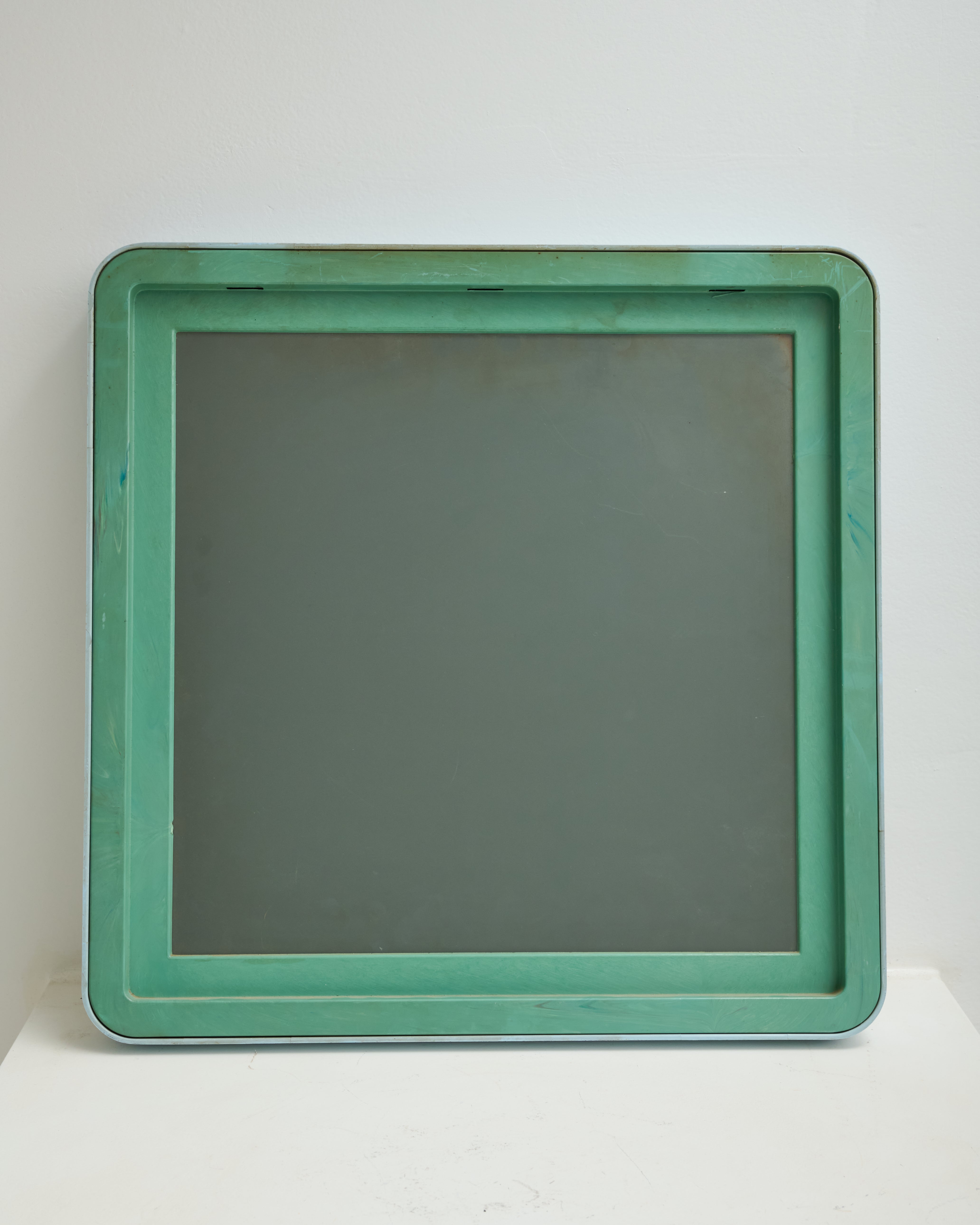 Square rounded mirror, sky blue, Italy, 1970s