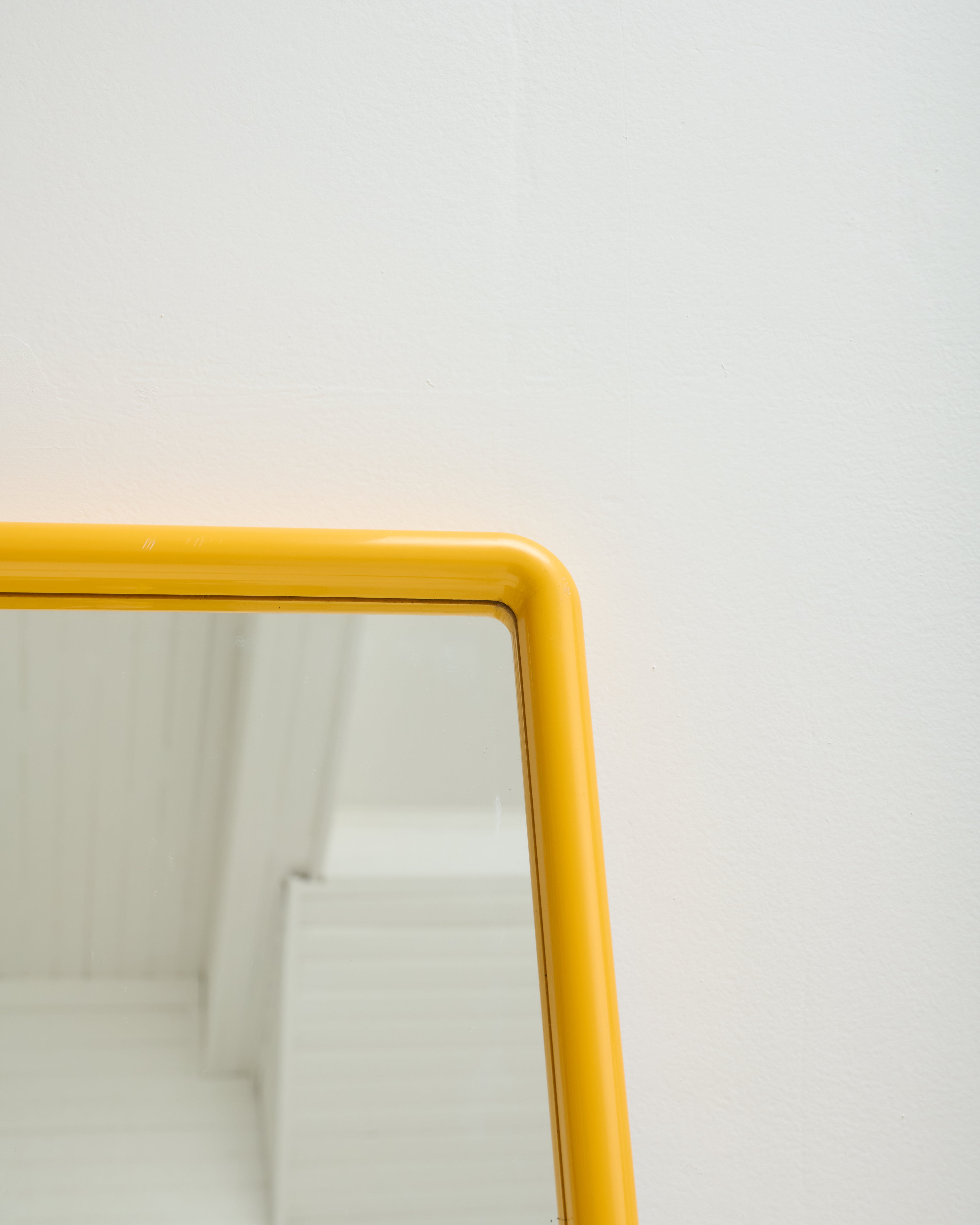 Rounded square mirror, yellow, Italy, 1970s