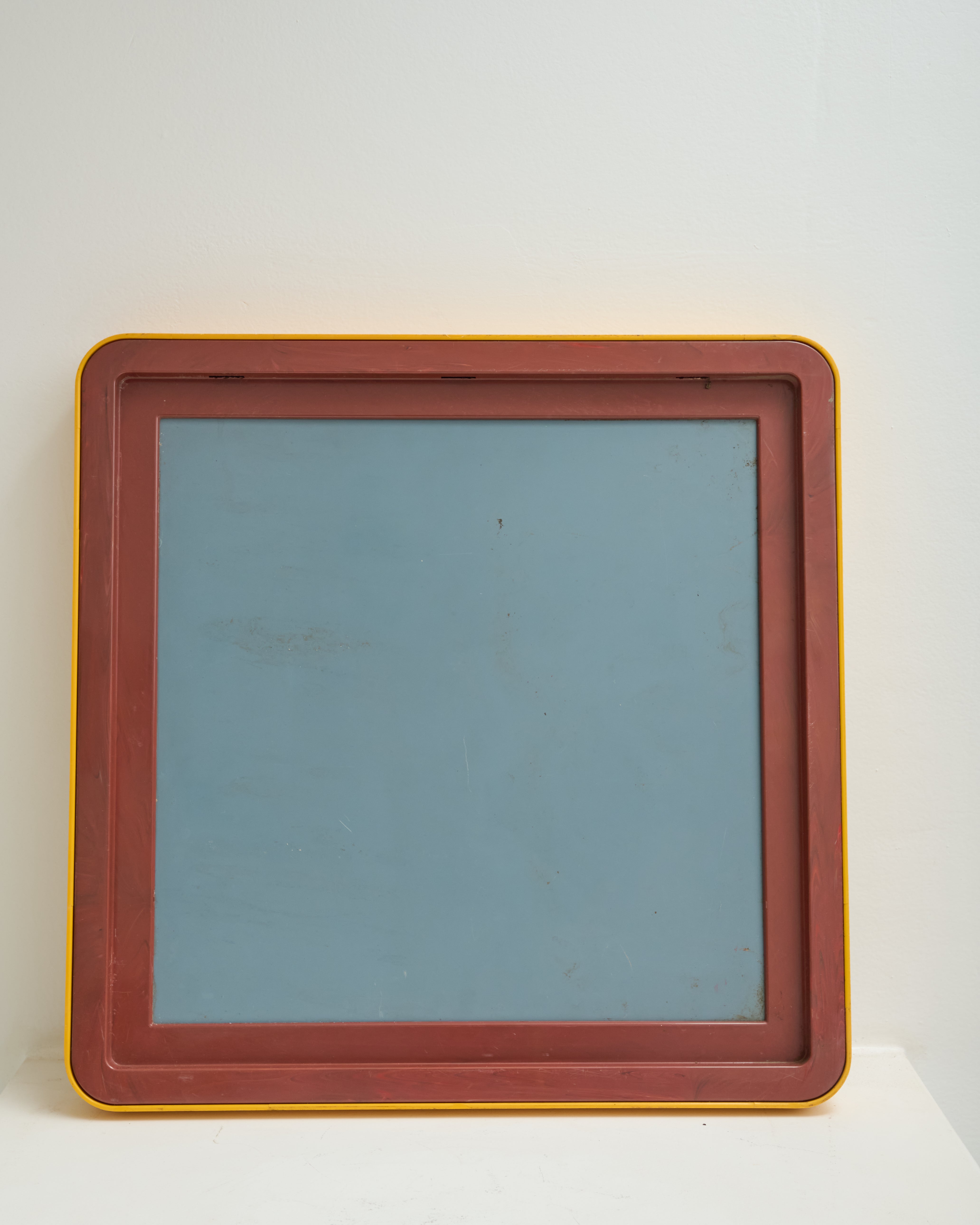 Rounded square mirror, yellow, Italy, 1970s