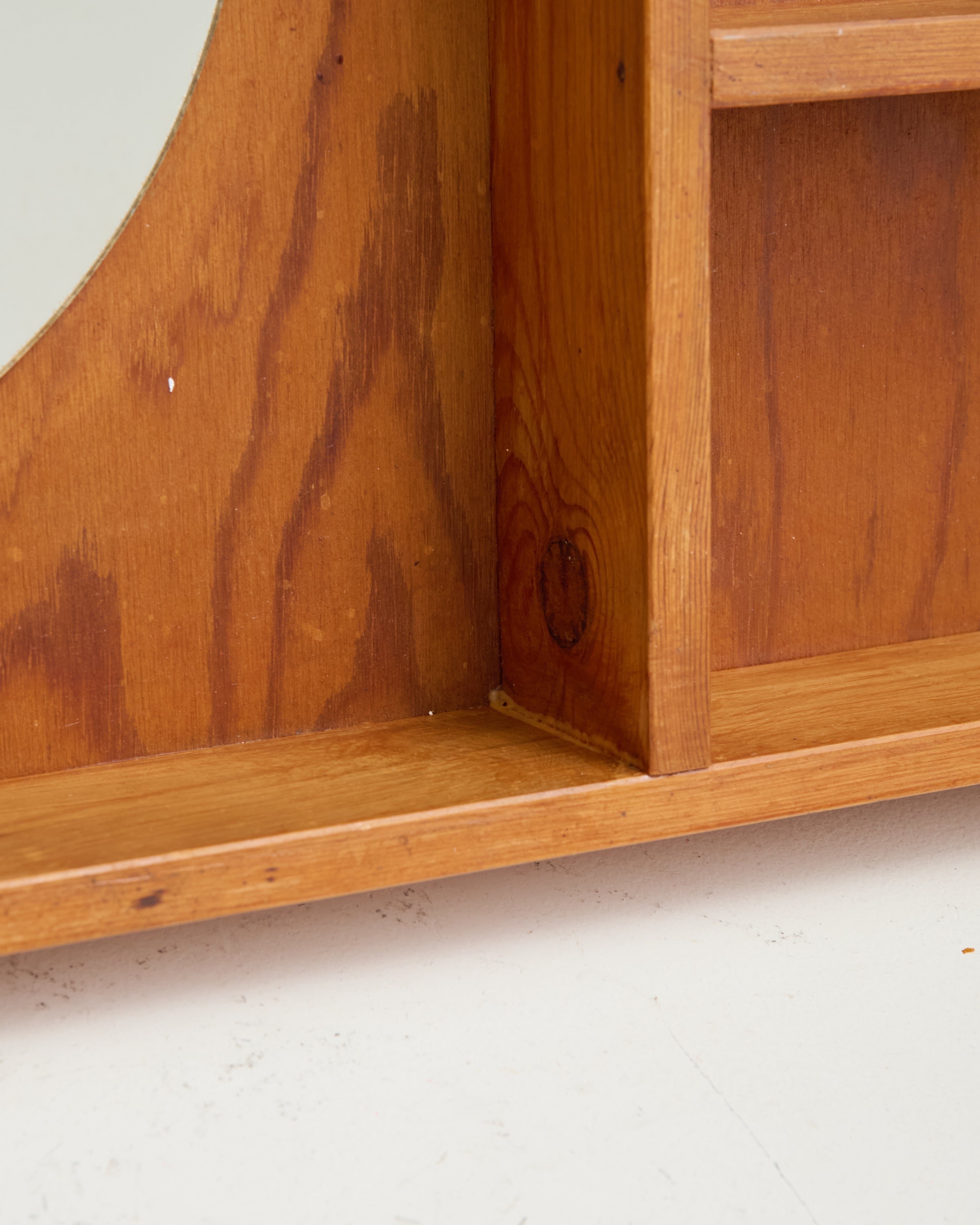 Round mirror with wooden frame, 1960s