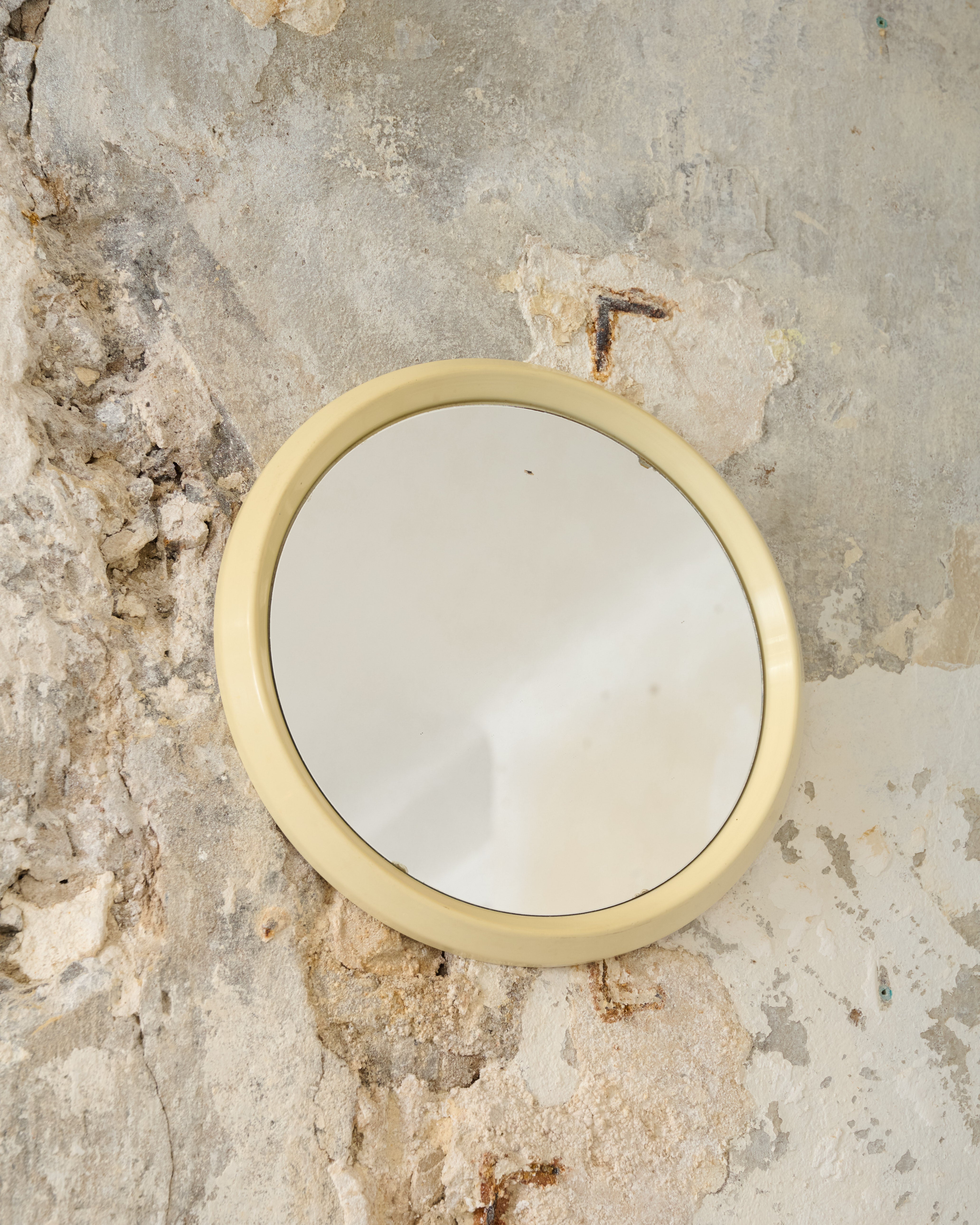 Small round beige mirror, 1970s