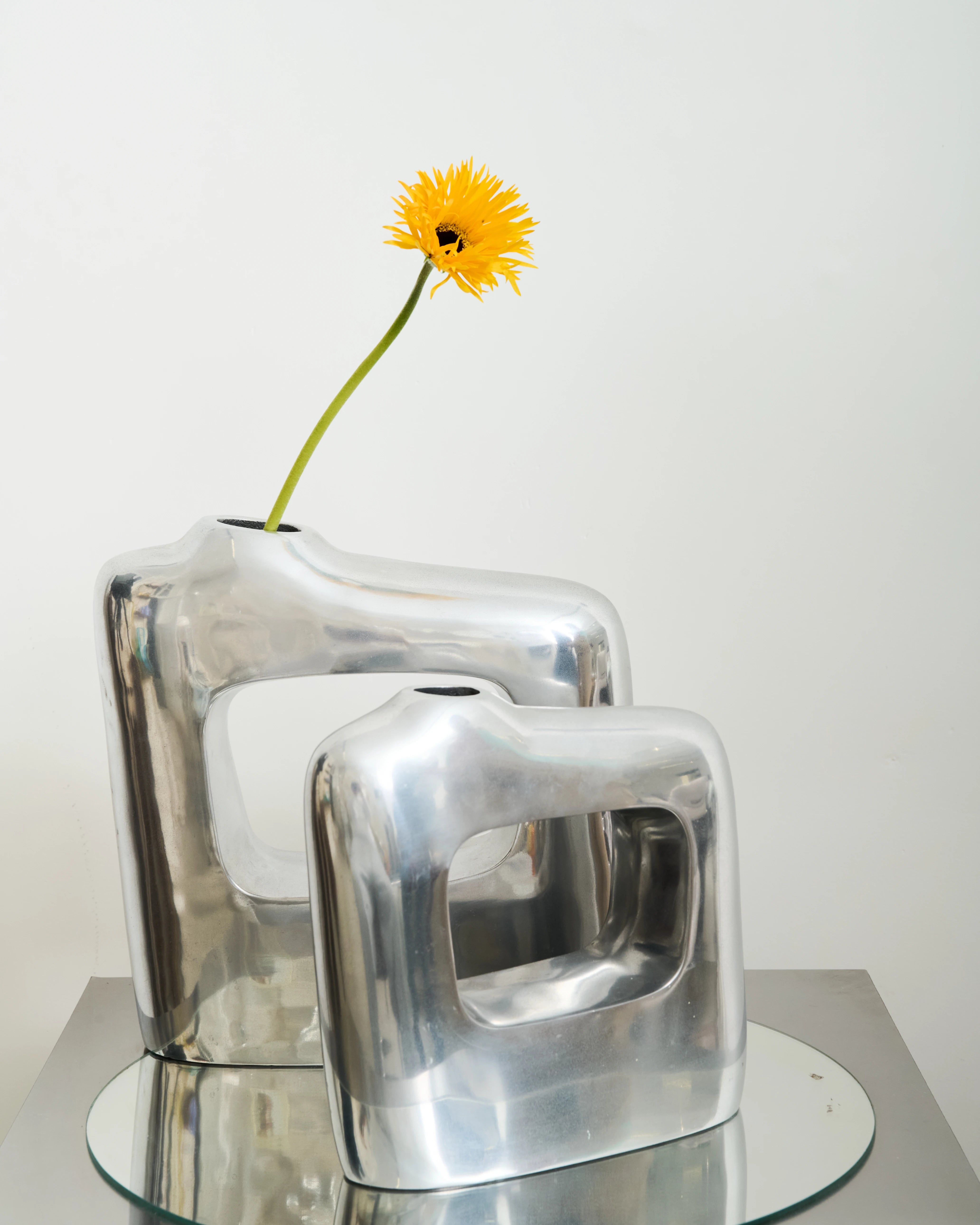 “Round” cast aluminum vase, 1970s