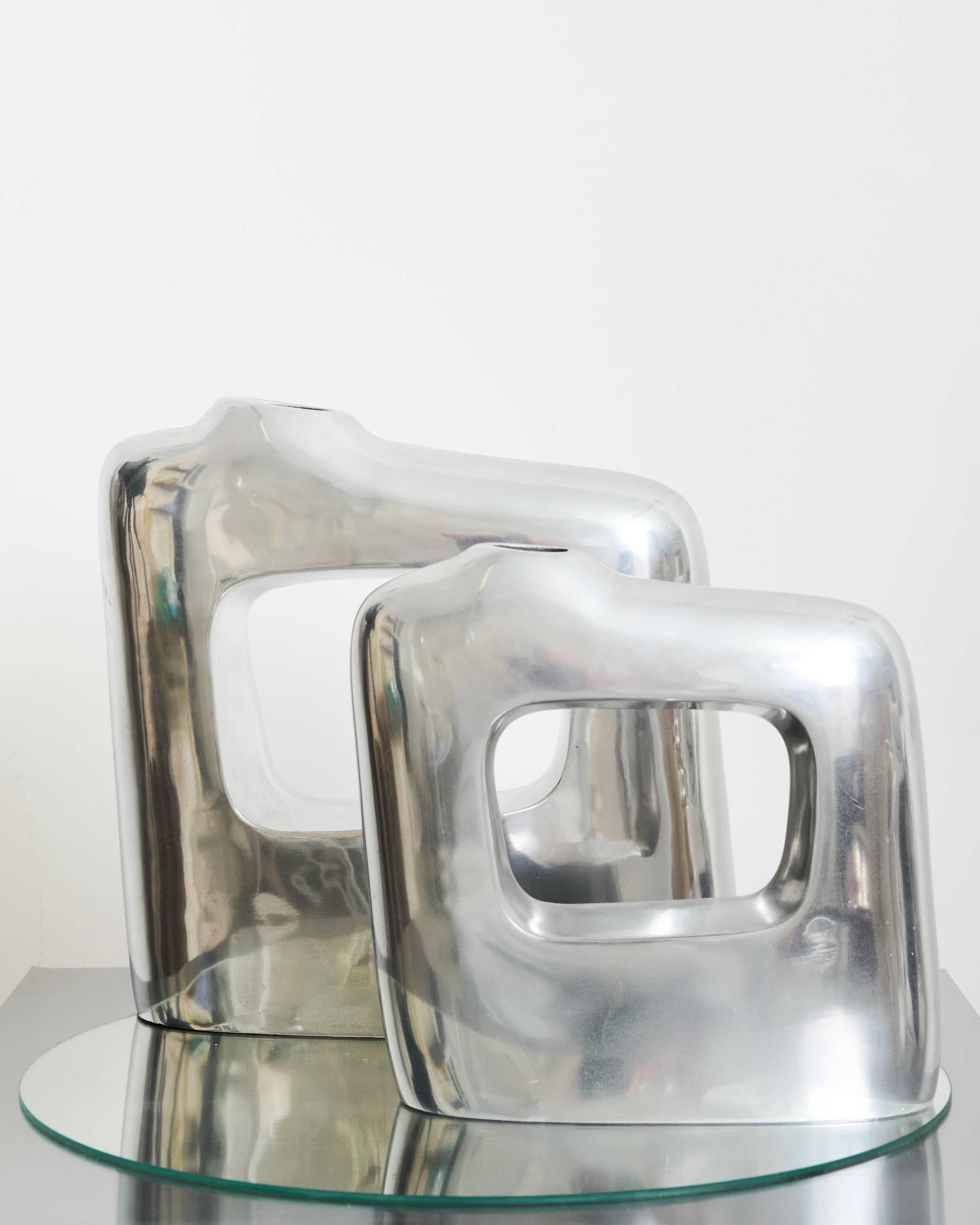 Vase en fonte d'aluminium forme libre rectangulaire (grand), 1970s