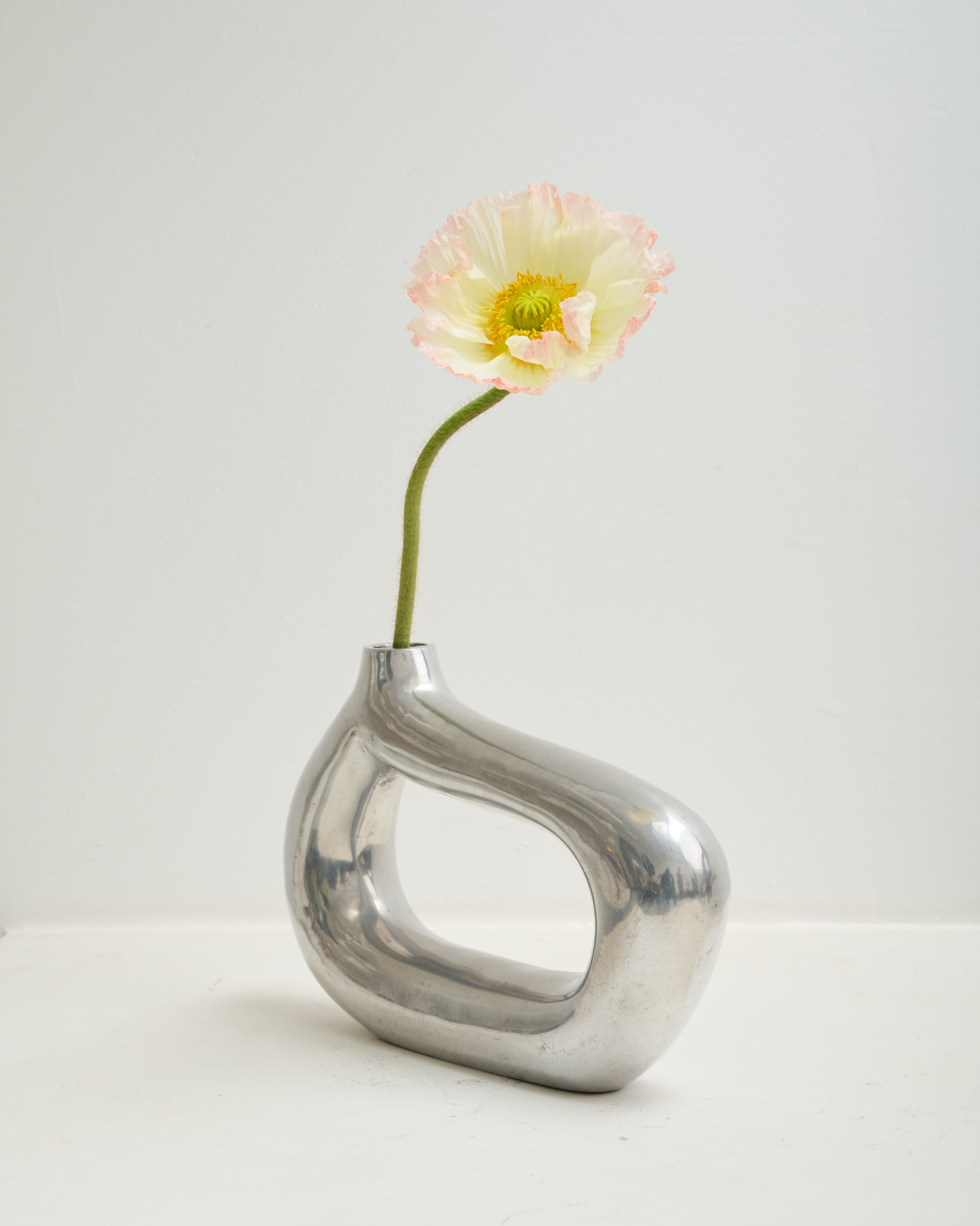 Freeform cast aluminum vase, space age, 1970-1980