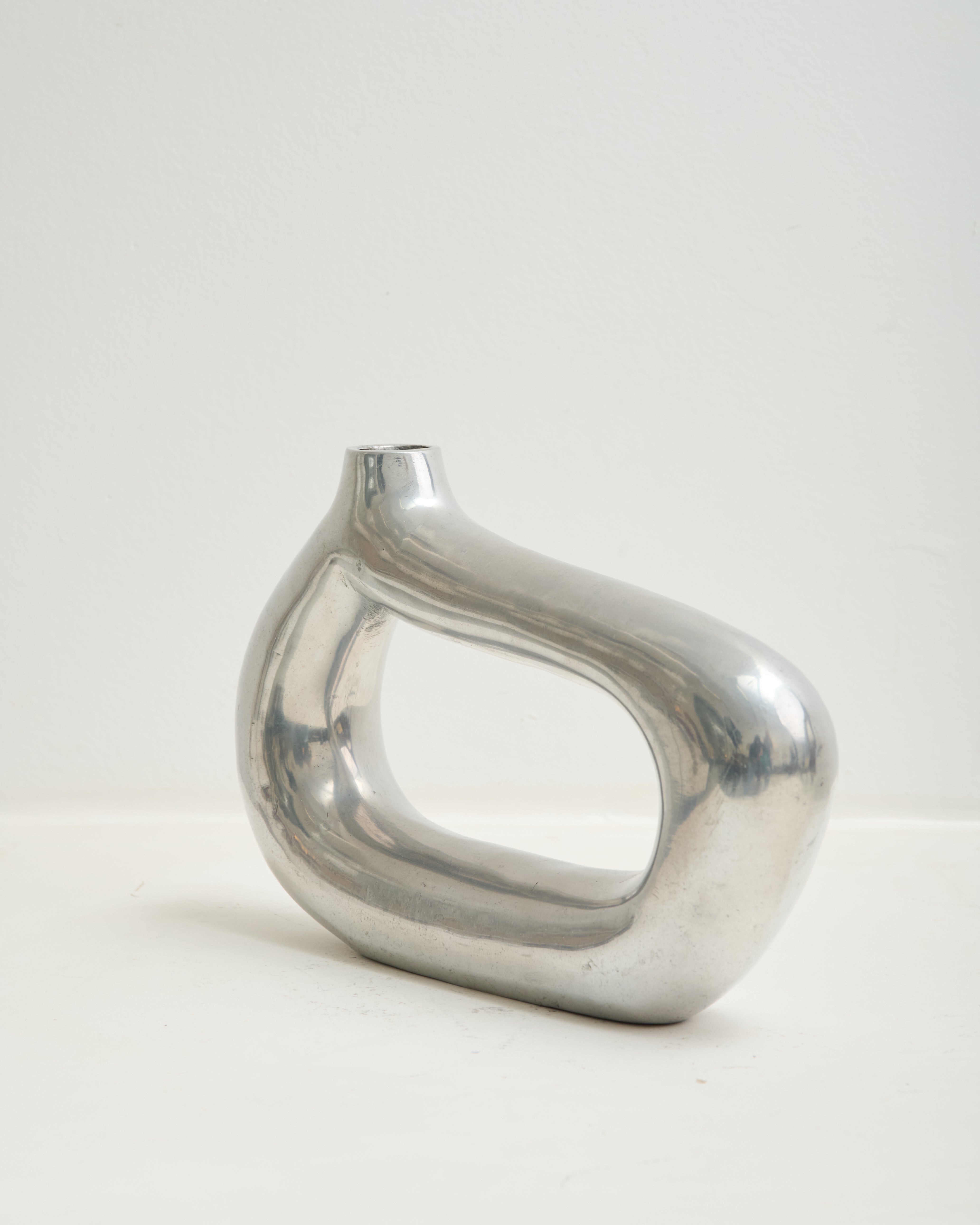 Freeform cast aluminum vase, space age, 1970-1980