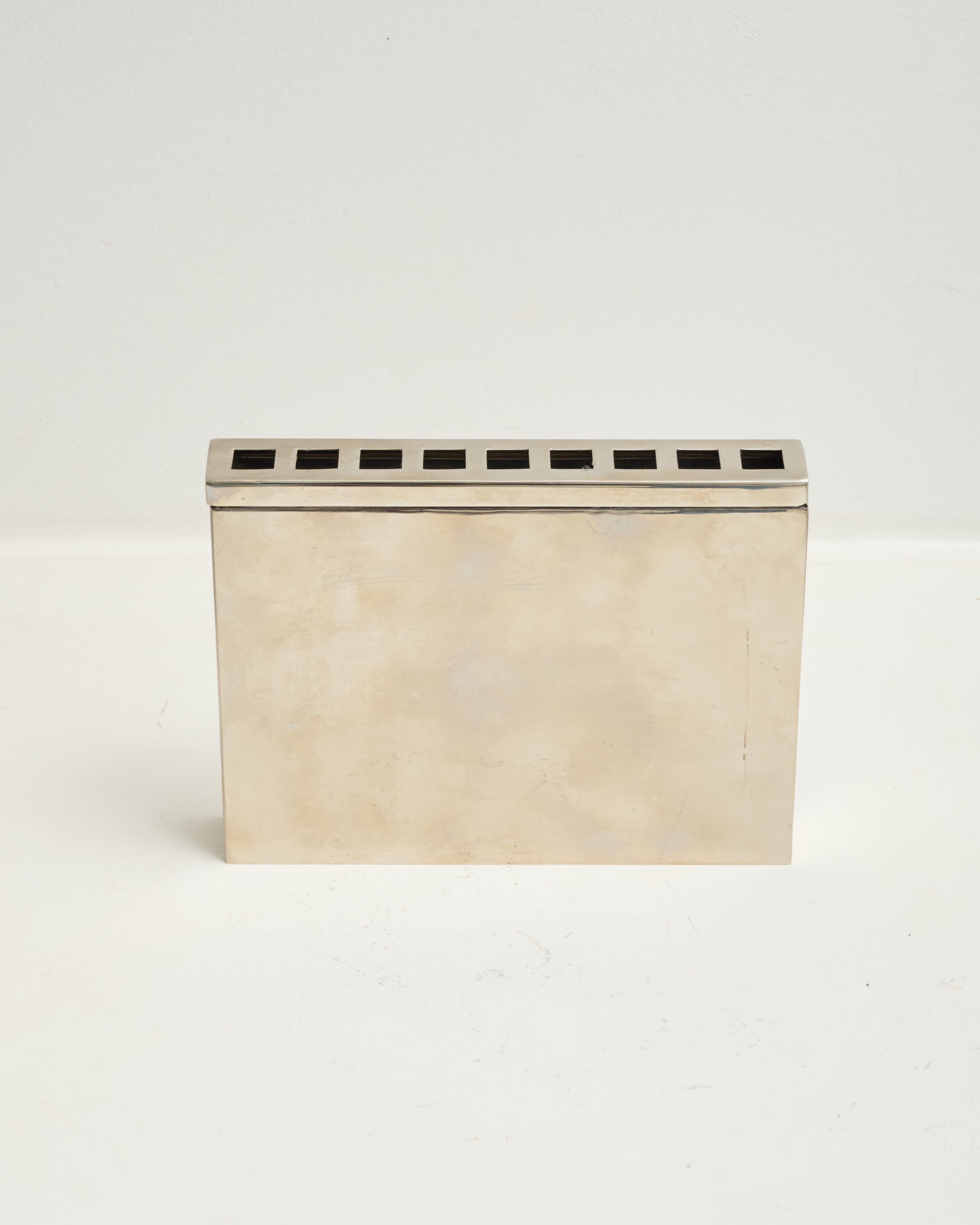 Vase rectangle multi-soliflores, chrome, 1970-1980s