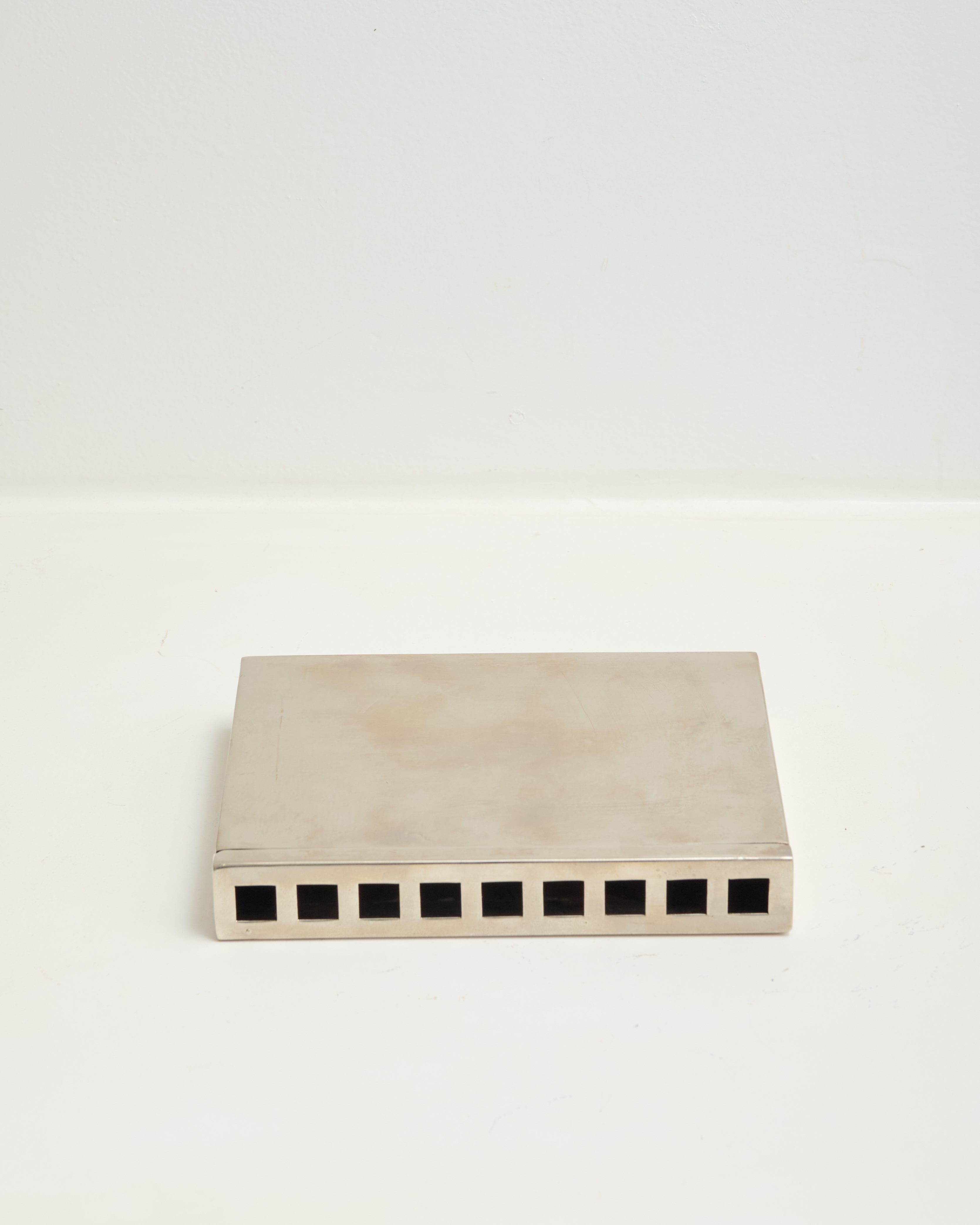 Vase rectangle multi-soliflores, chrome, 1970-1980s