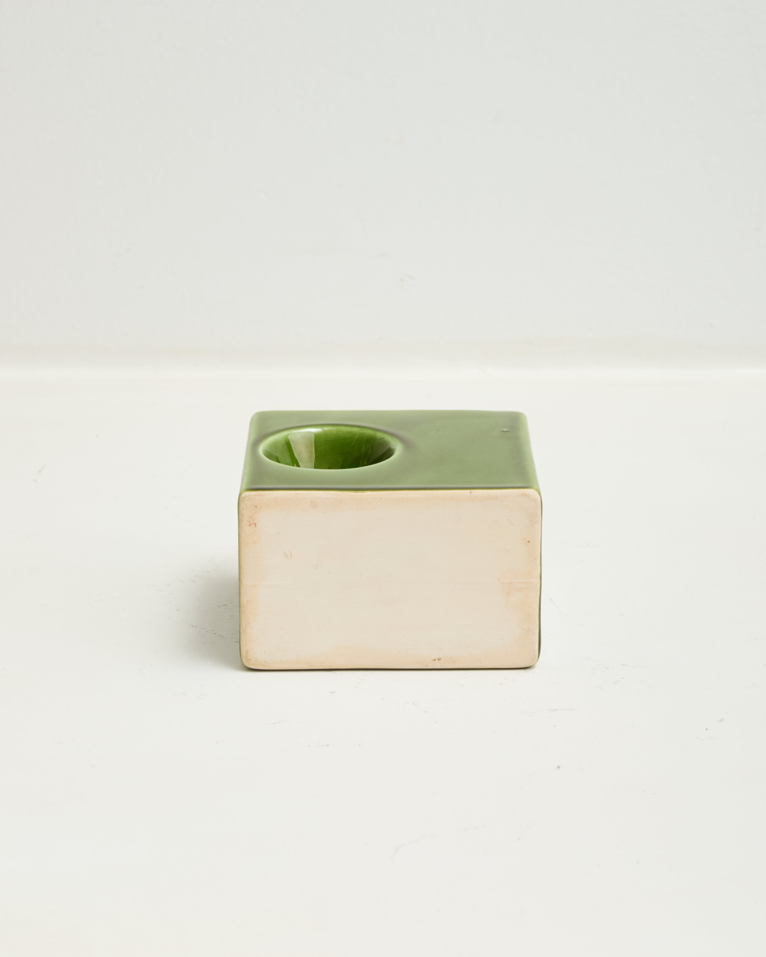 Vase vert rectangle avec rond, dlg Bertoncello, 1970s