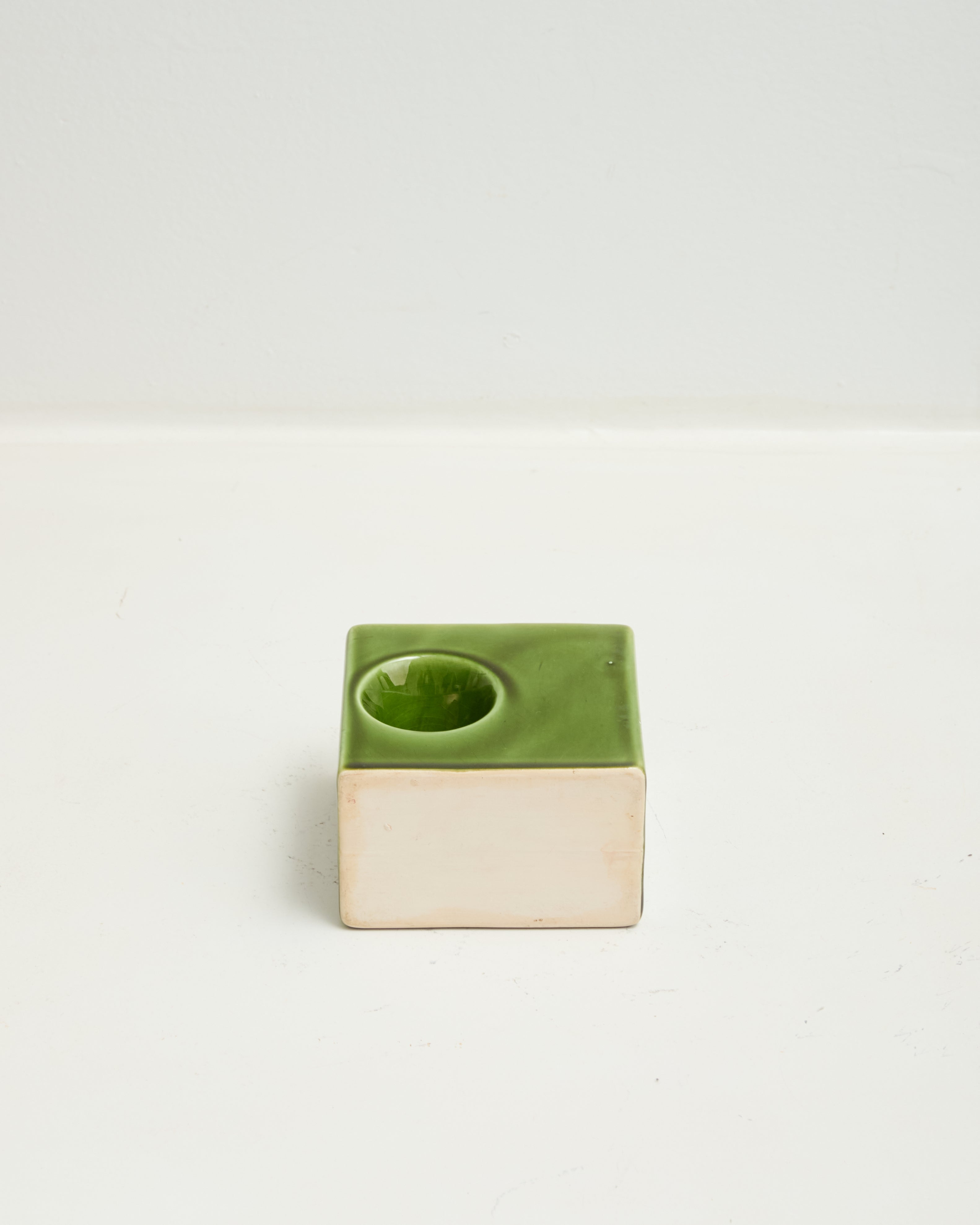 Vase vert rectangle avec rond, dlg Bertoncello, 1970s