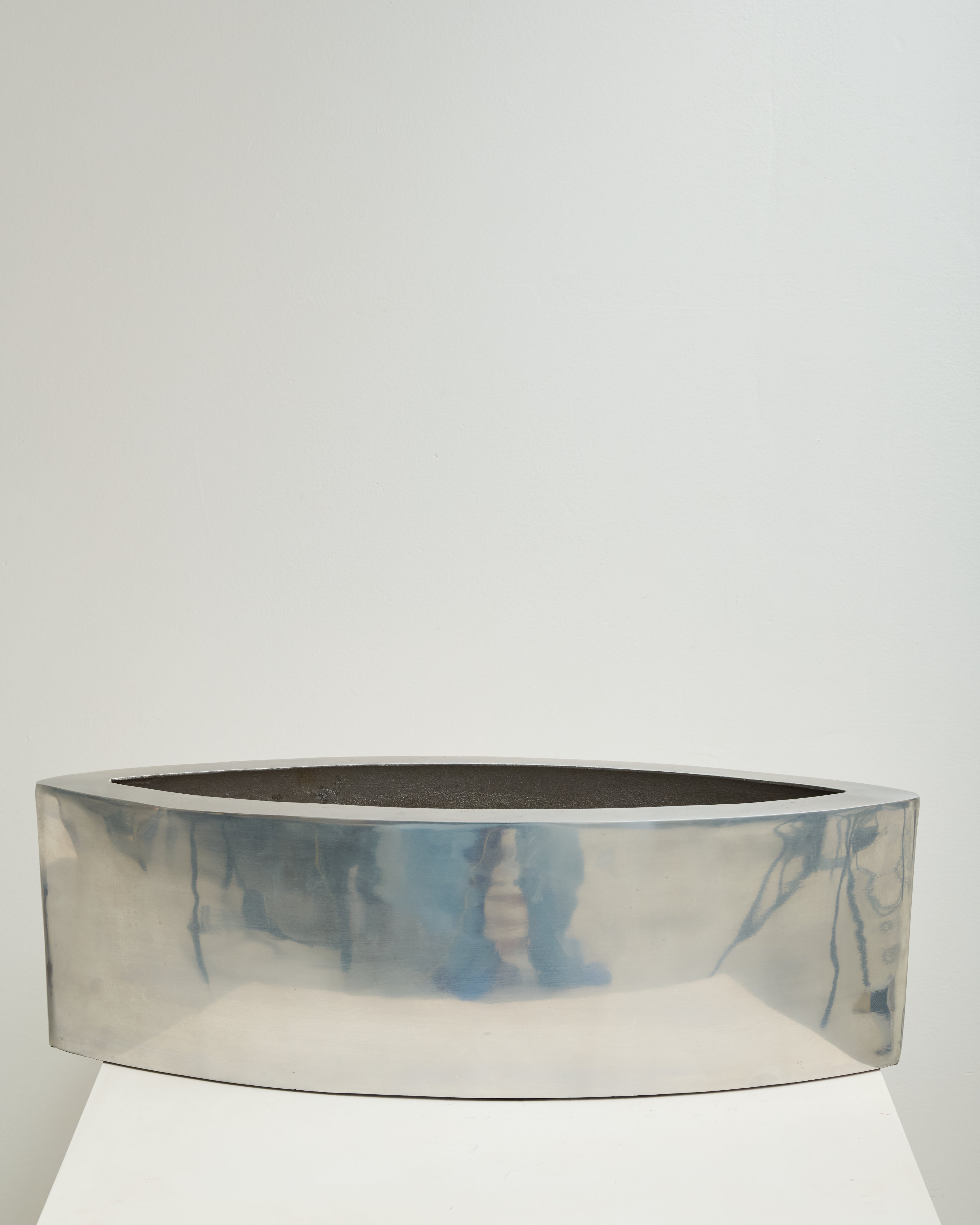 Vase rectangle XXL, fonte d'aluminium, 1970s