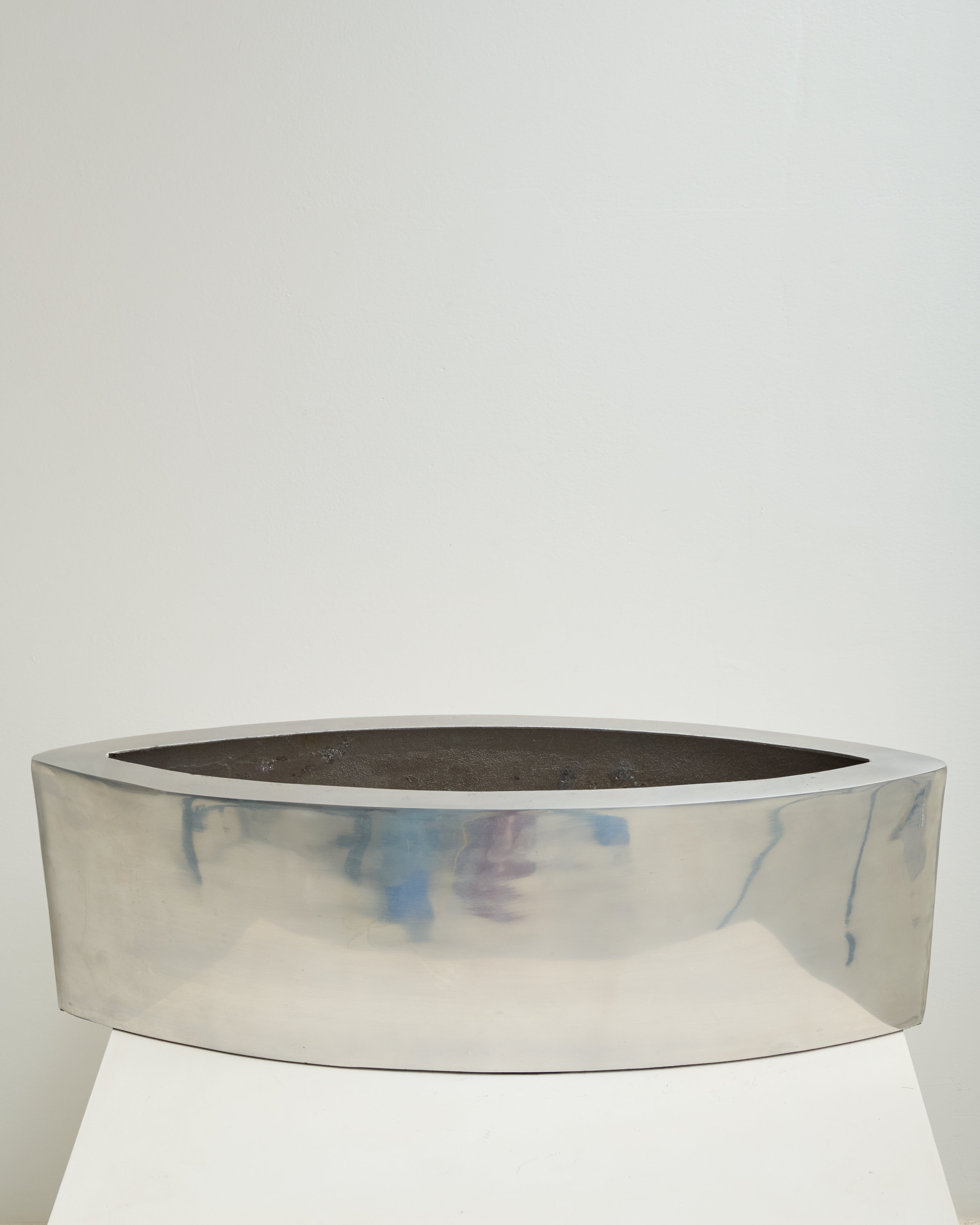 Vase rectangle XXL, fonte d'aluminium, 1970s