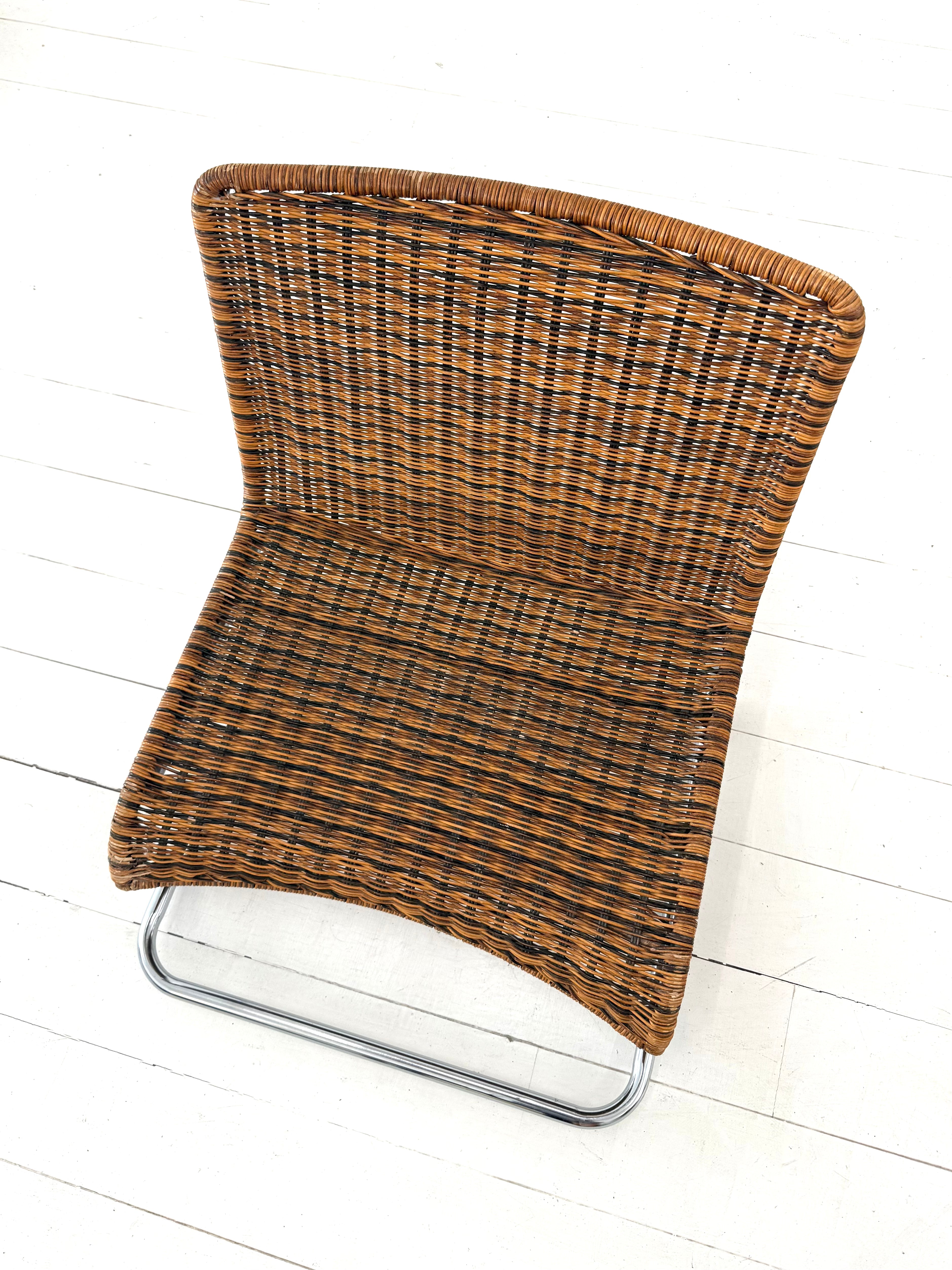 Fauteuil en osier et chrome, 1970s