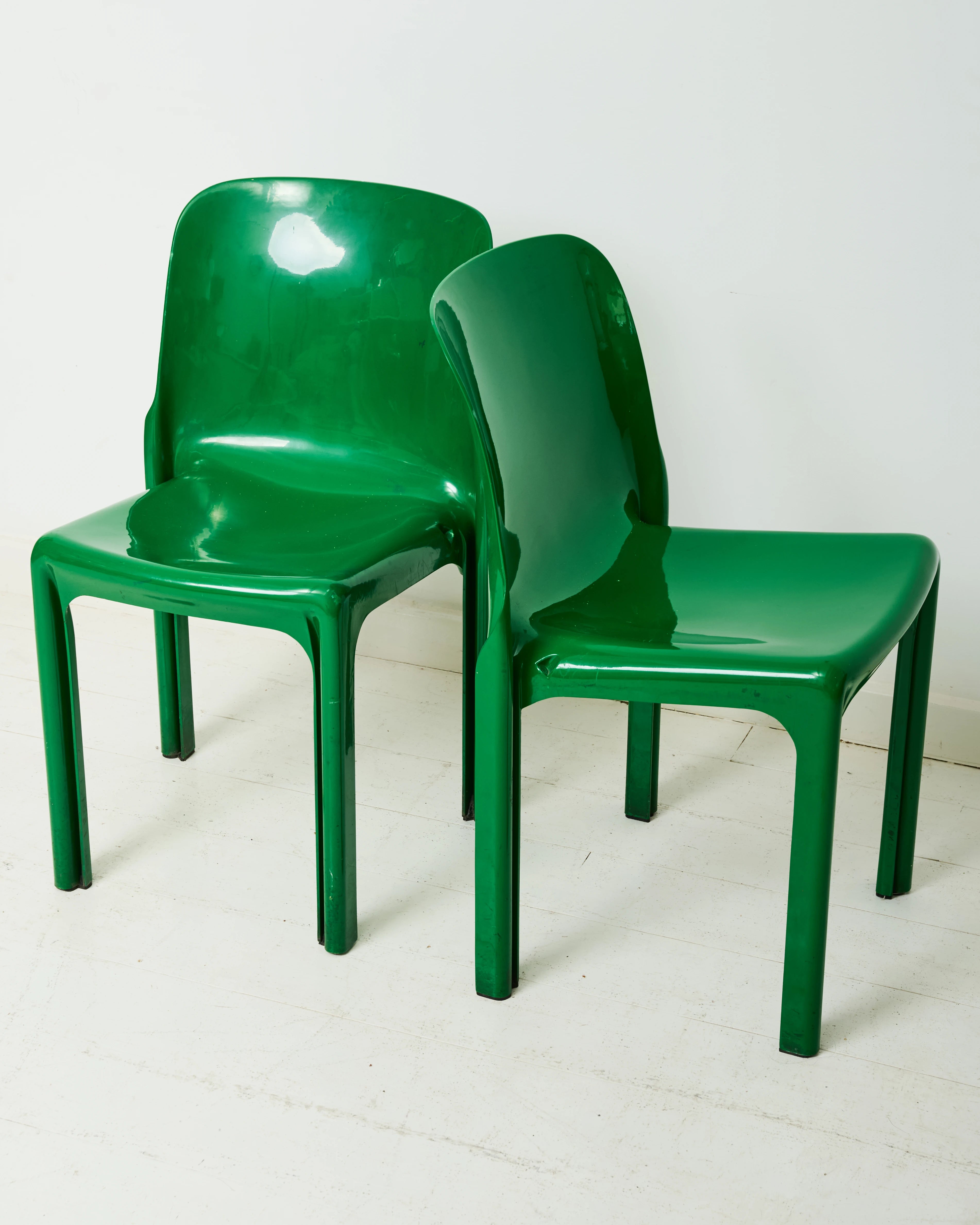 Paire de chaises "Selene" vertes, Vico Magistretti, Artemide, 1968