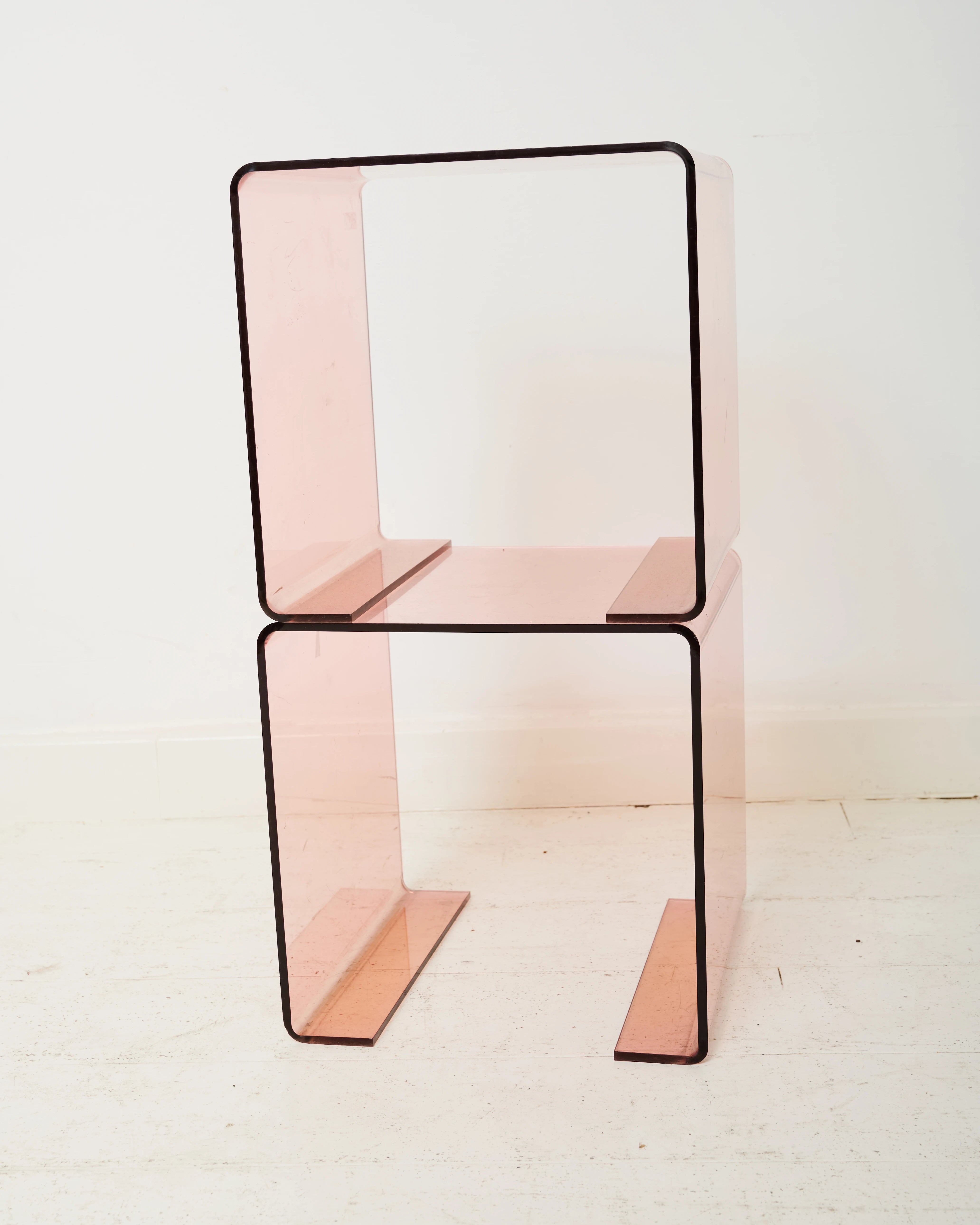Duo de bouts de canapé roses, dlg Roche Bobois, 1970s
