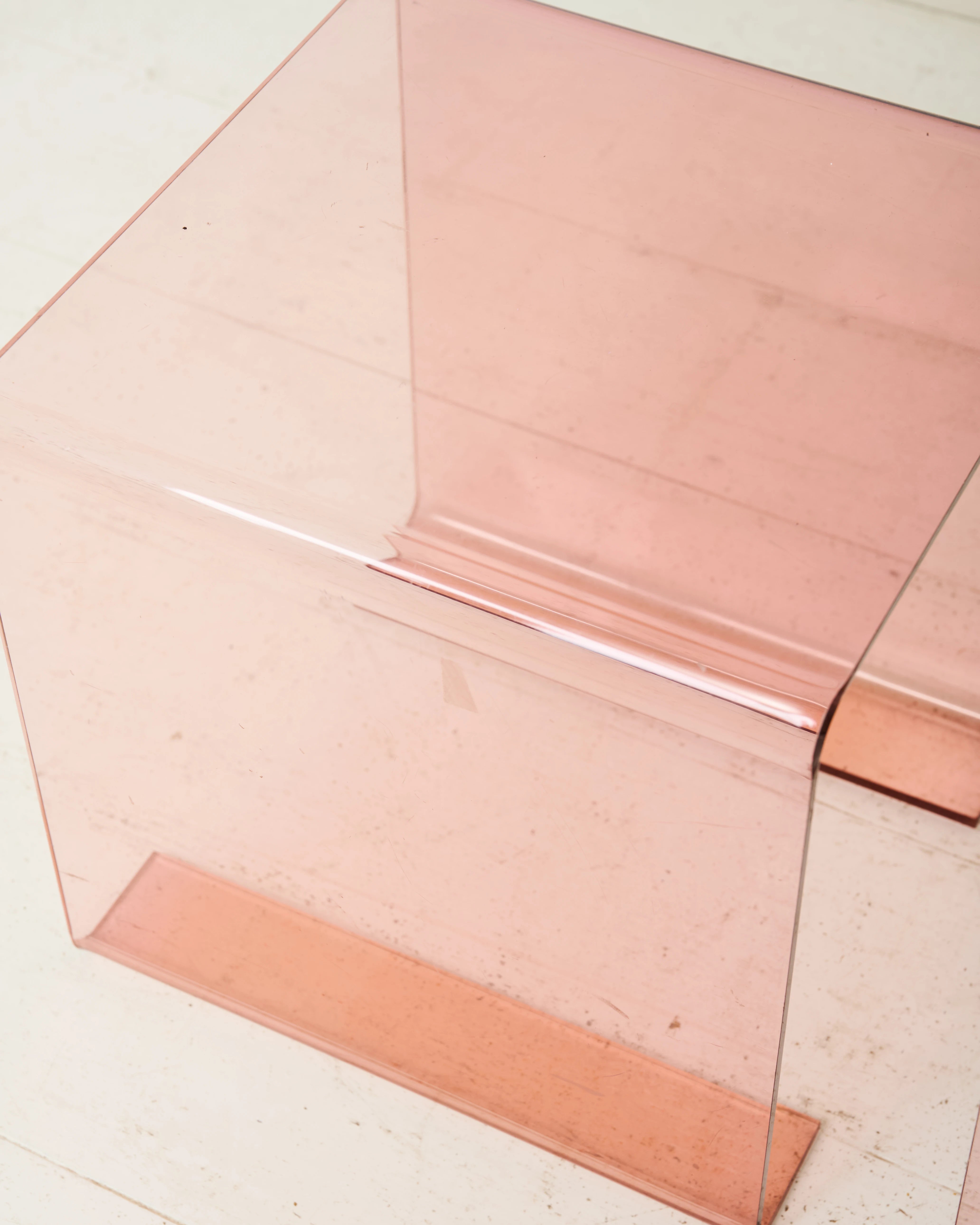 Duo de bouts de canapé roses, dlg Roche Bobois, 1970s