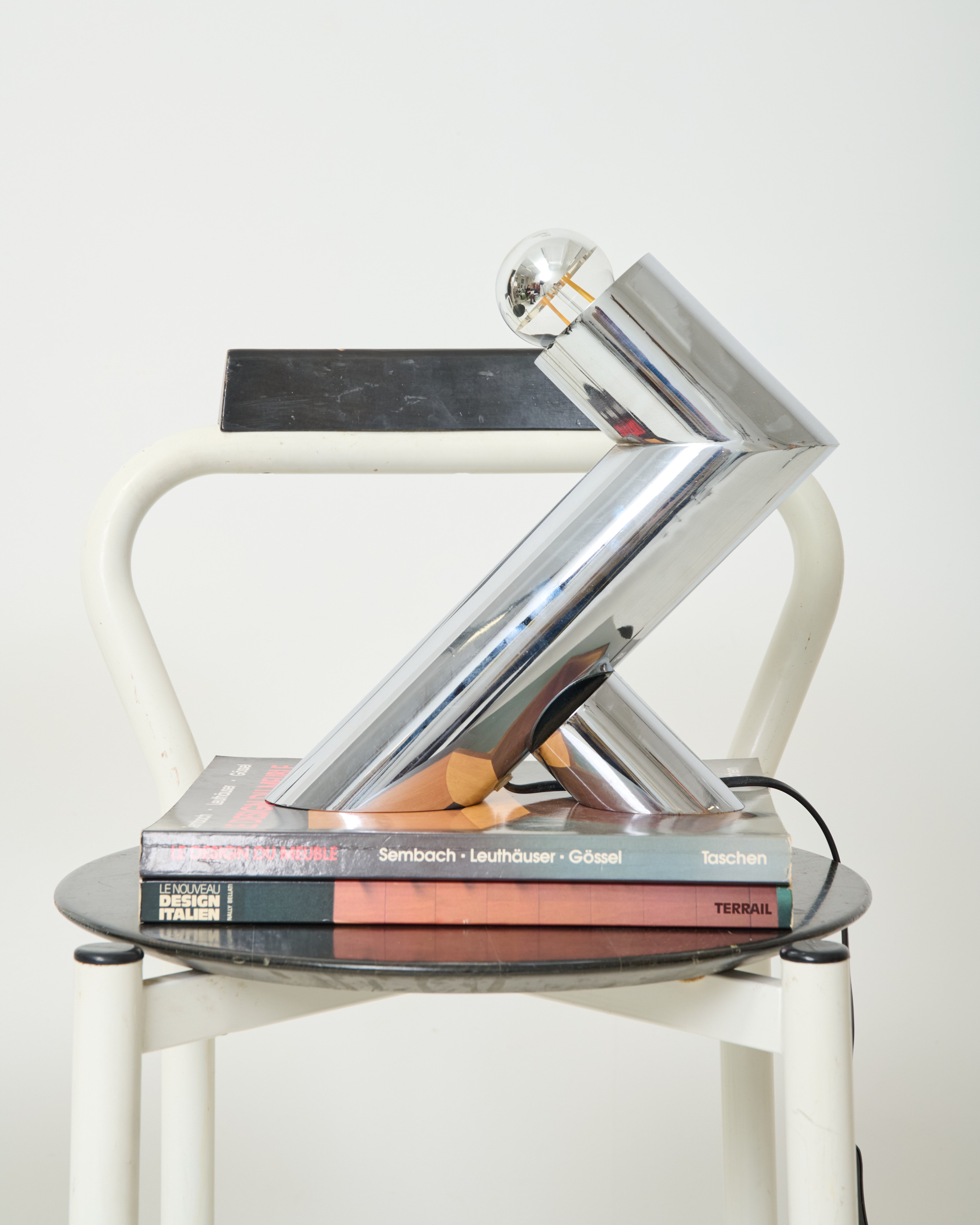 Lampe cylindrique en métal chromé, 1970s