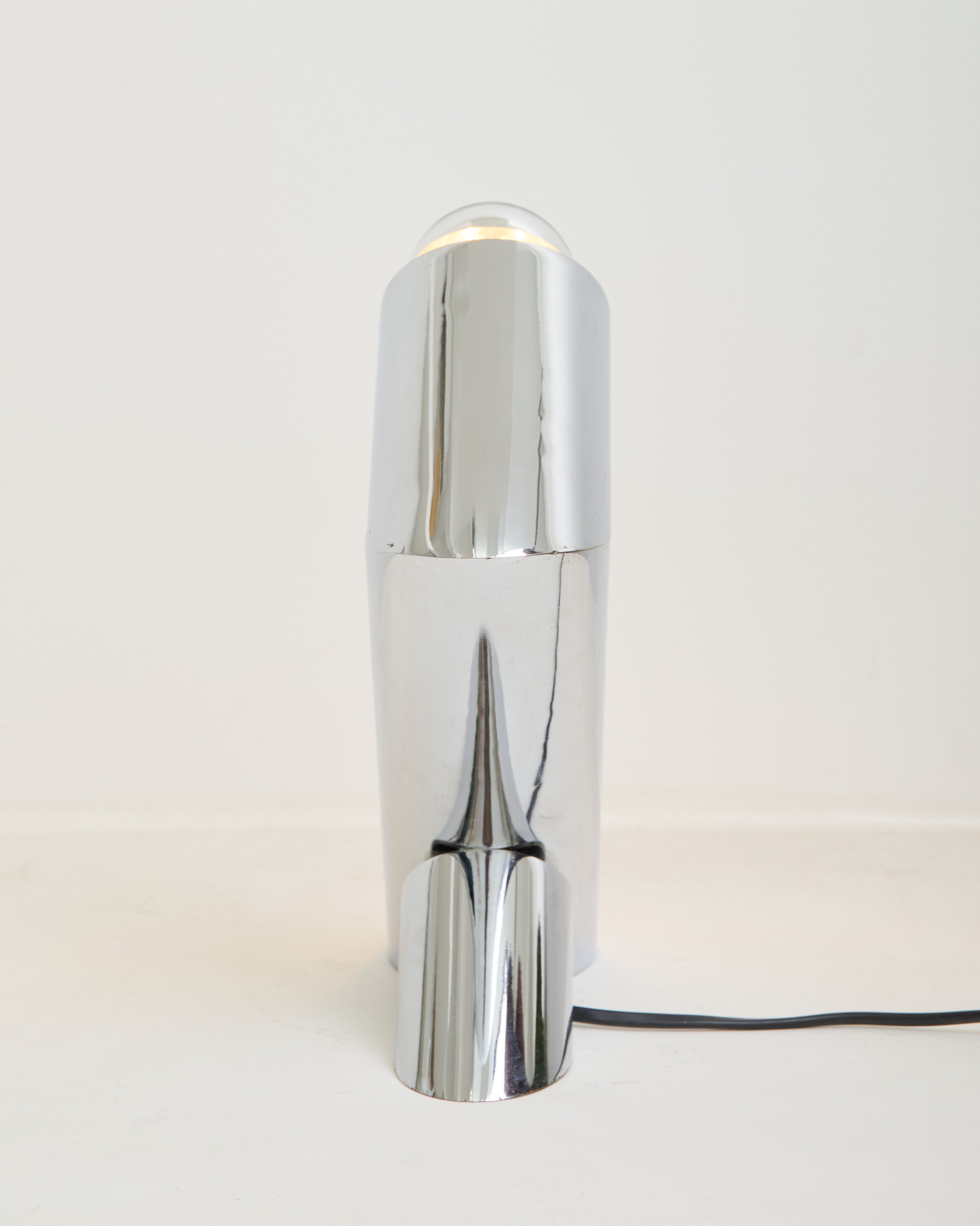 Cylindrical lamp in chromed metal, 1970s