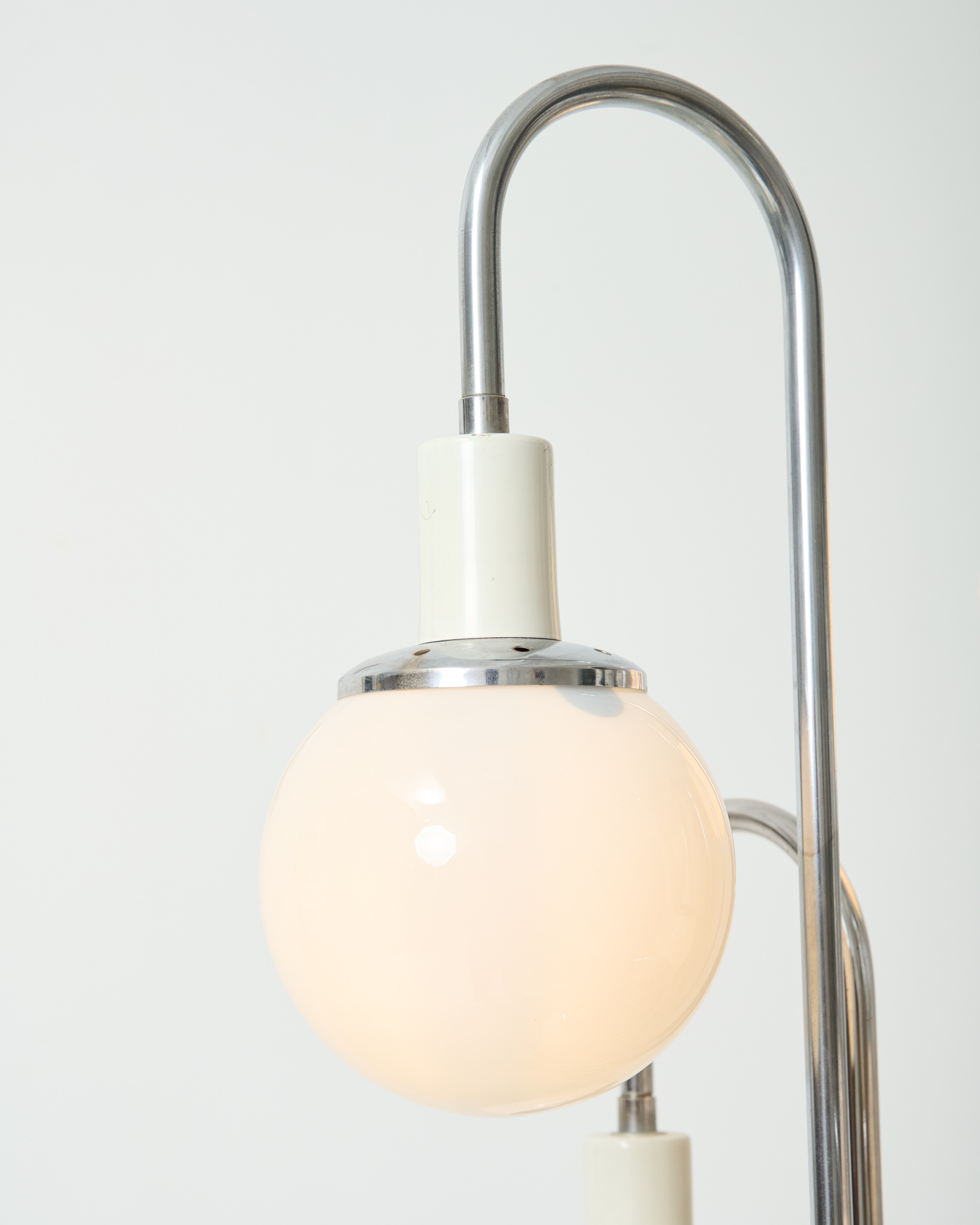 Cascading chandelier with five opaline glass shades, Italy, 1960s