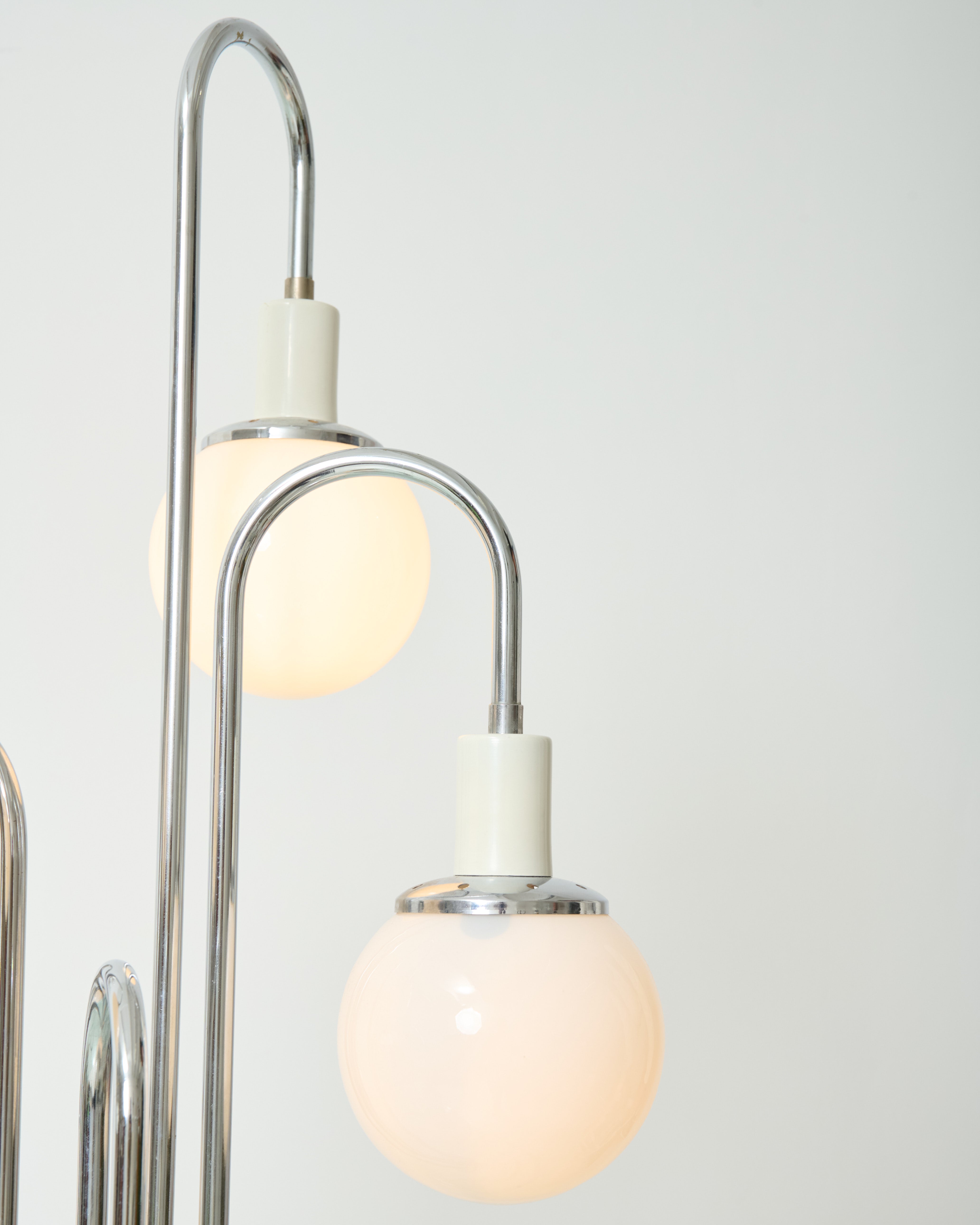 Cascading chandelier with five opaline glass shades, Italy, 1960s