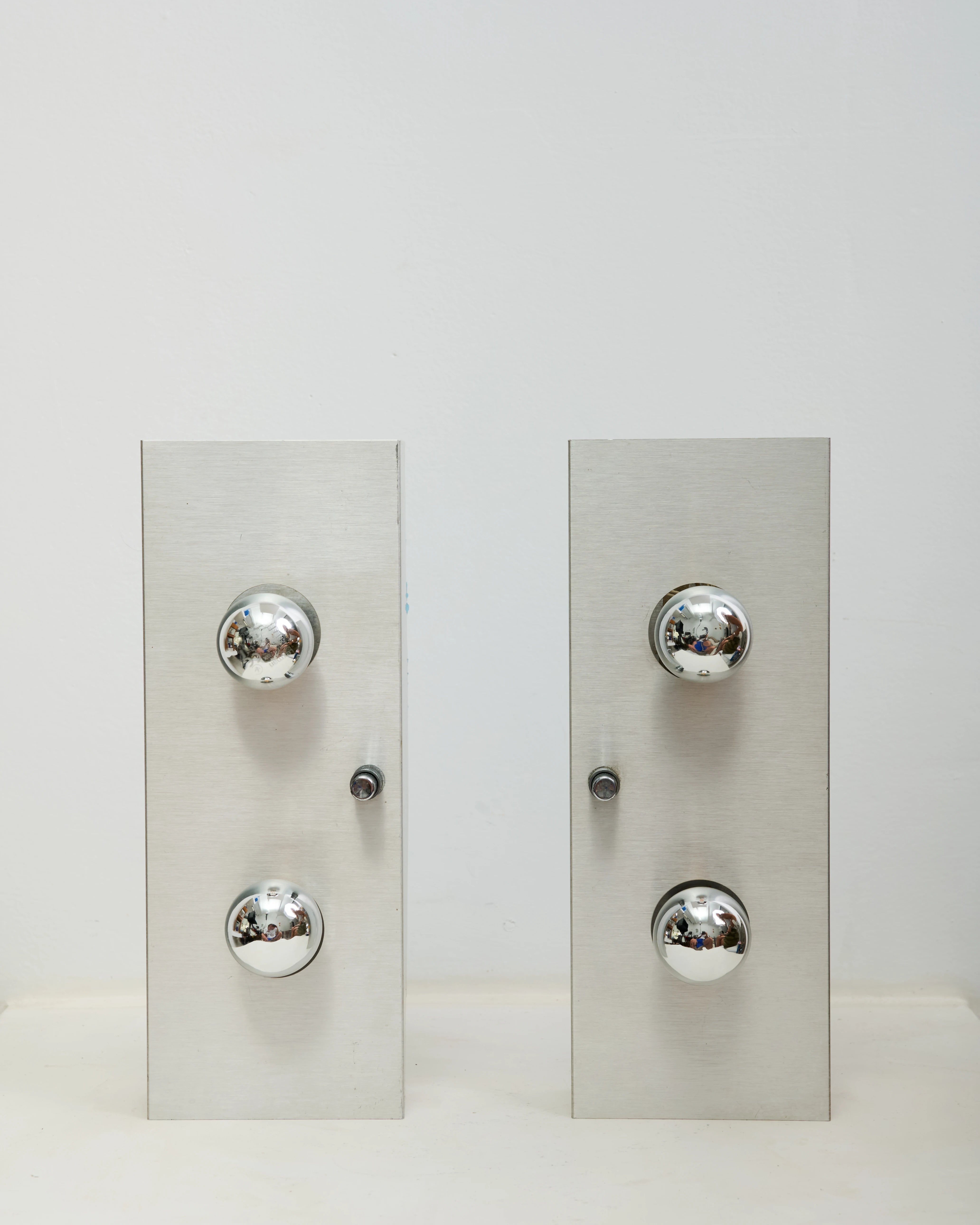 Appliques rectangulaires en aluminium brossé, 1970-1980