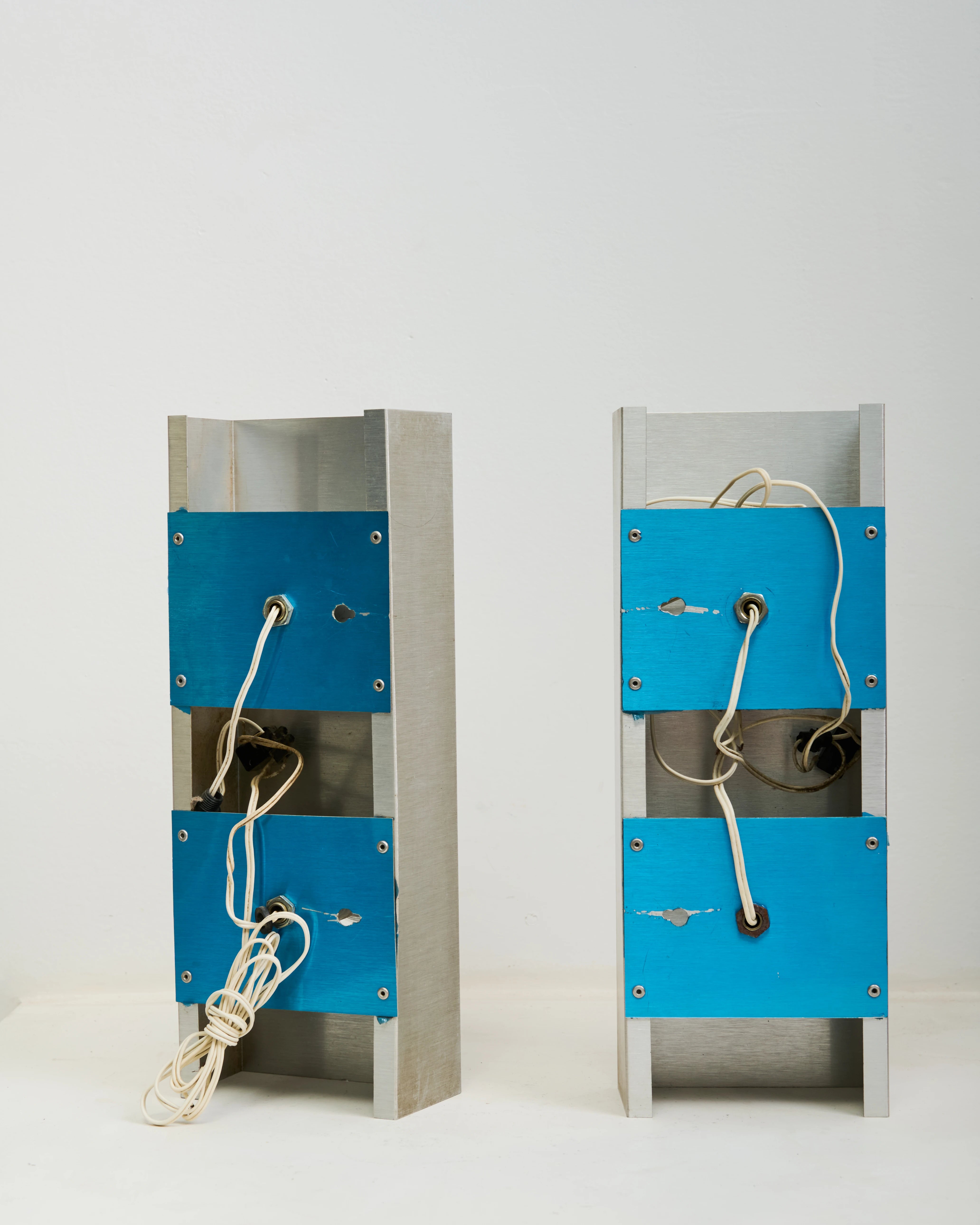 Appliques rectangulaires en aluminium brossé, 1970-1980