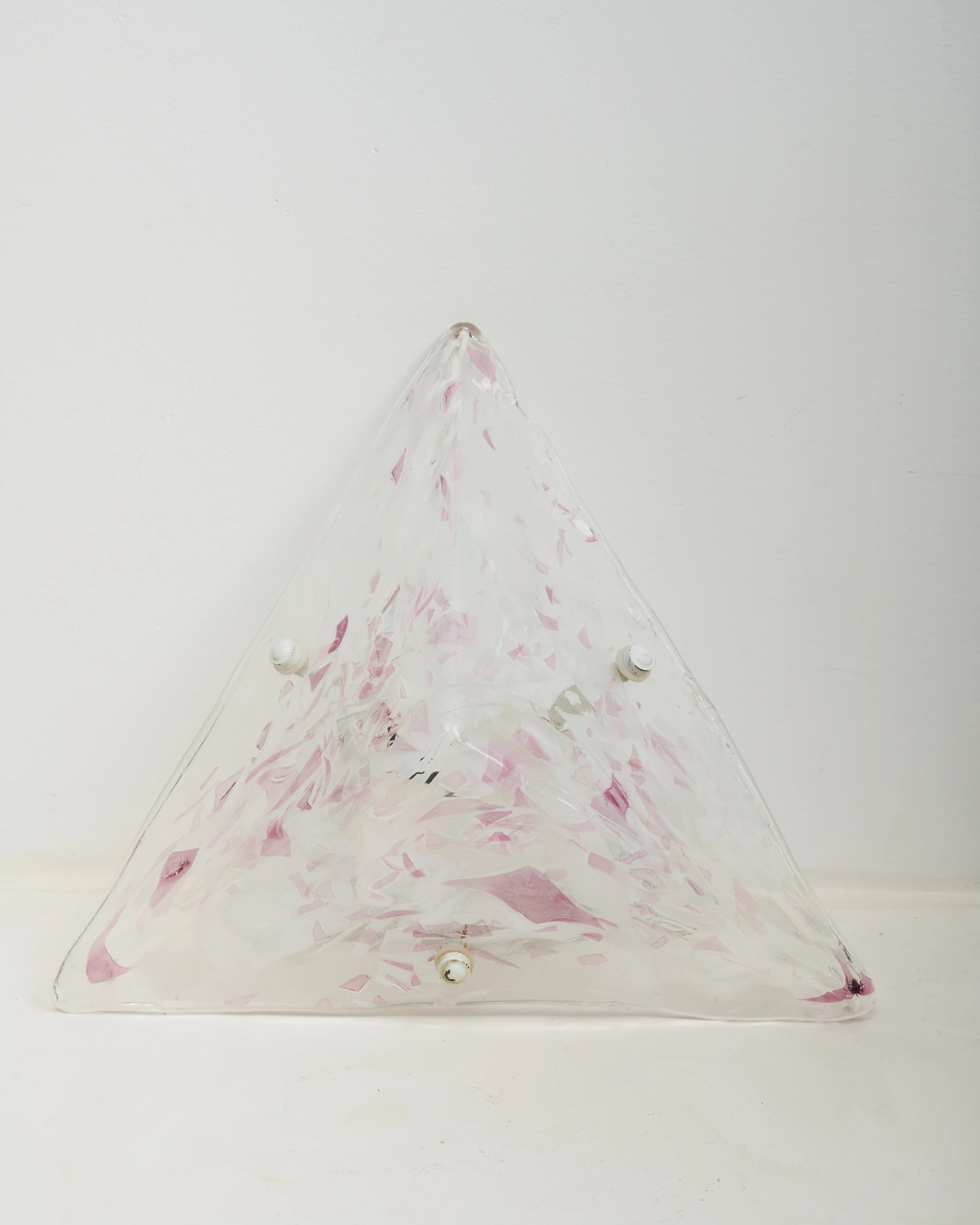 Applique murale pyramide en verre de Murano, Italie, 1970s