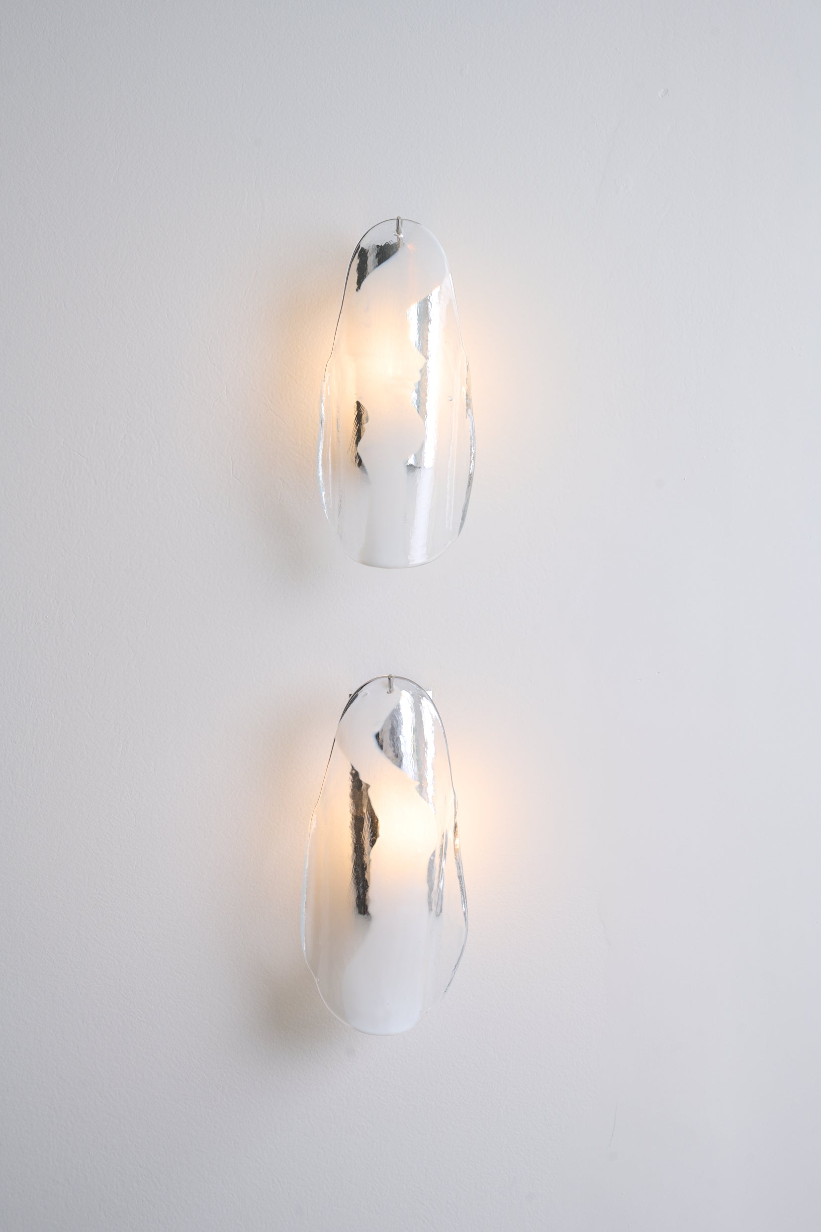 Duo d'appliques, Murano et chrome, 1970