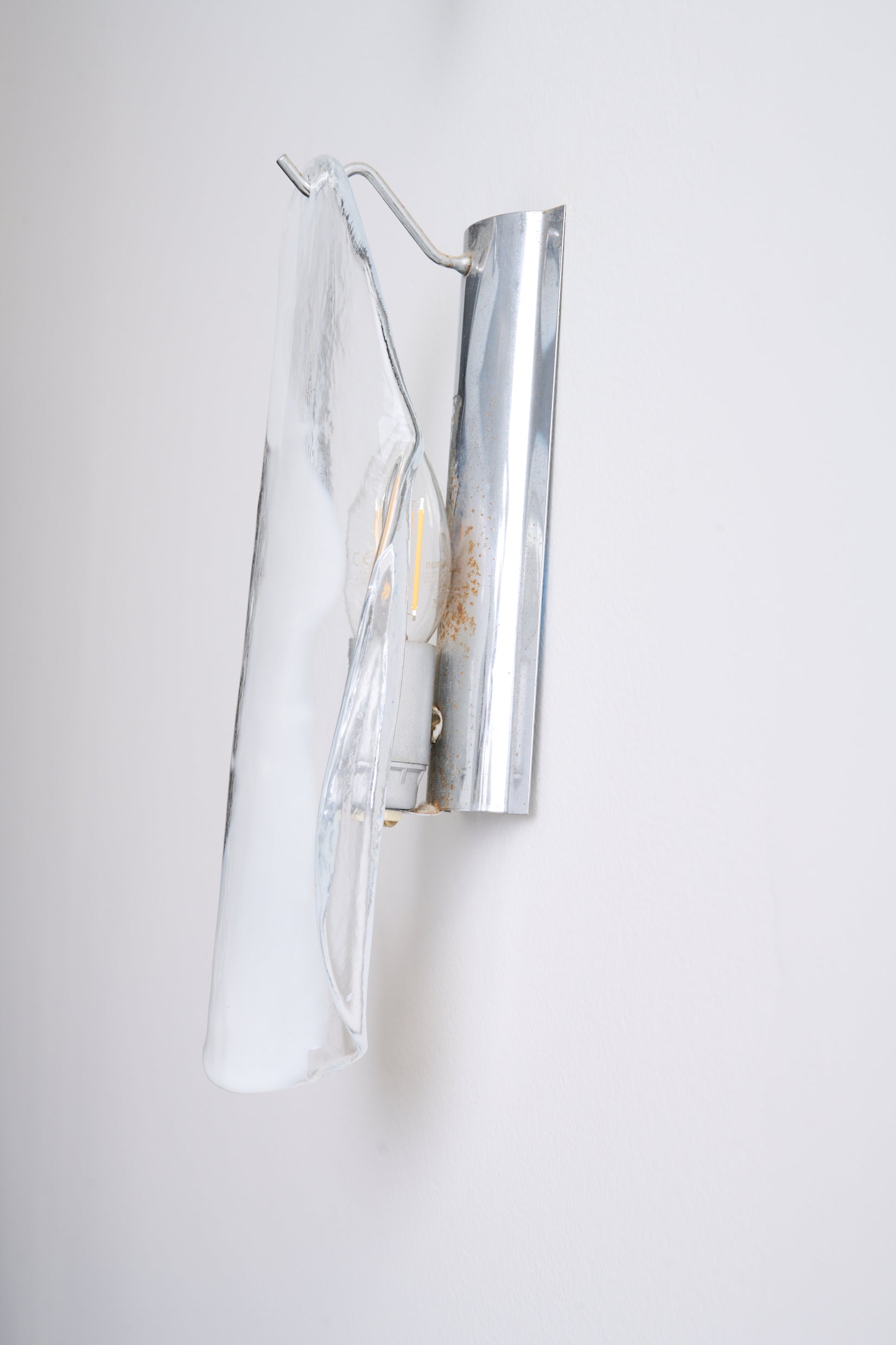 Duo d'appliques, Murano et chrome, 1970
