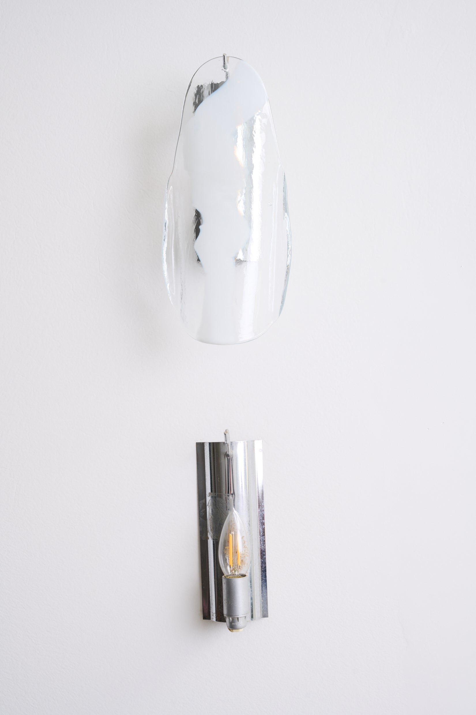 Duo d'appliques, Murano et chrome, 1970