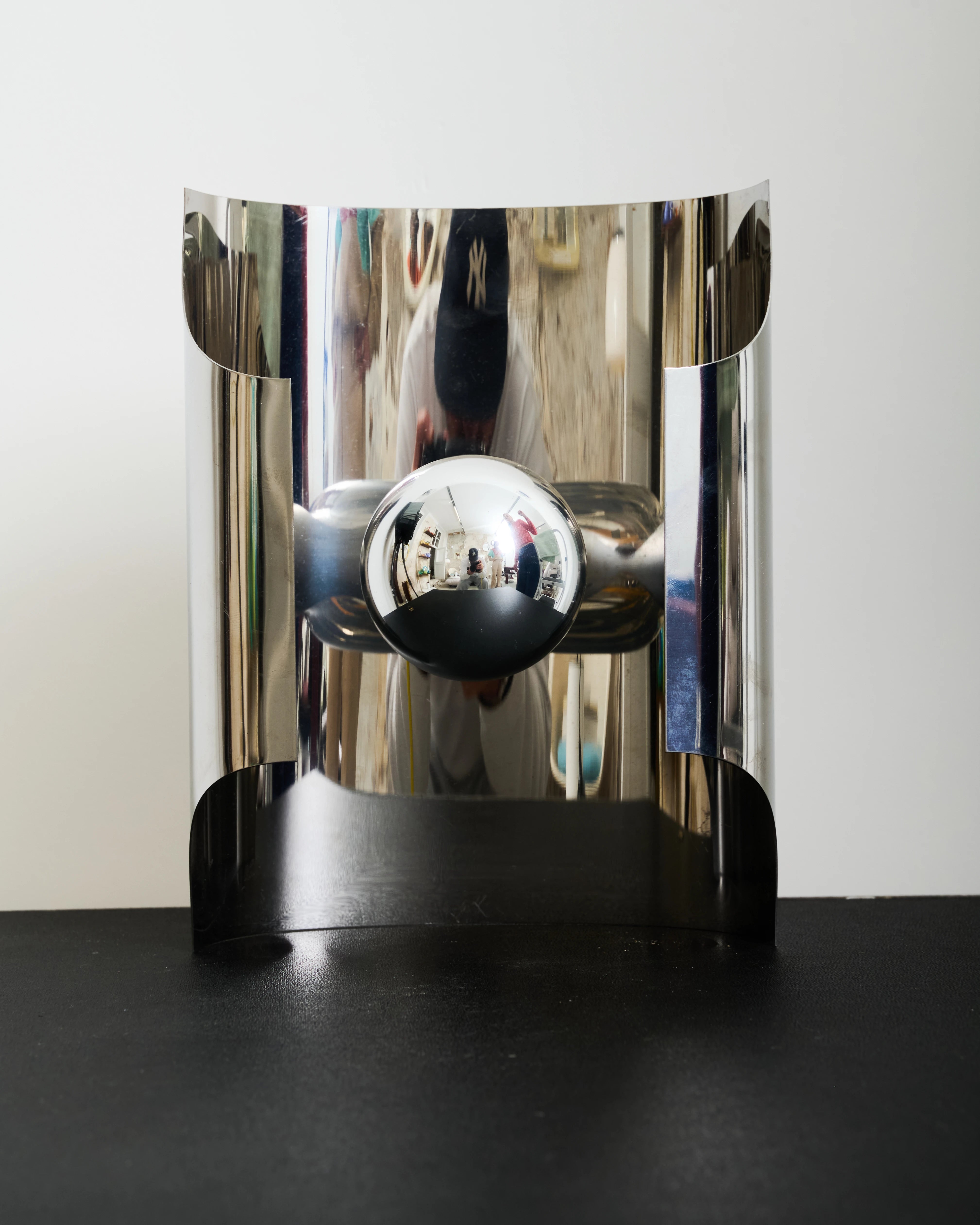 Semi-open chrome wall light, 1970s