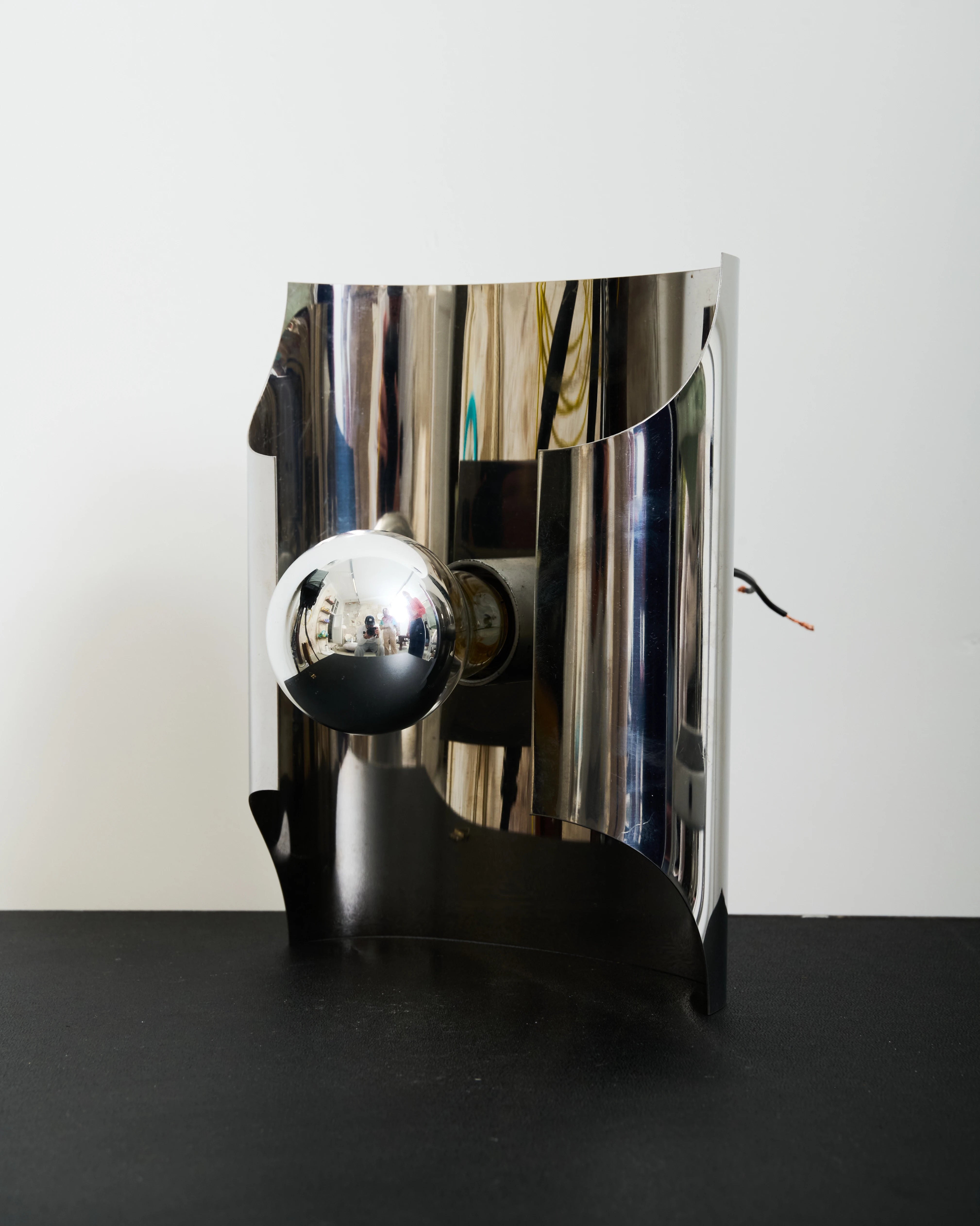 Semi-open chrome wall light, 1970s