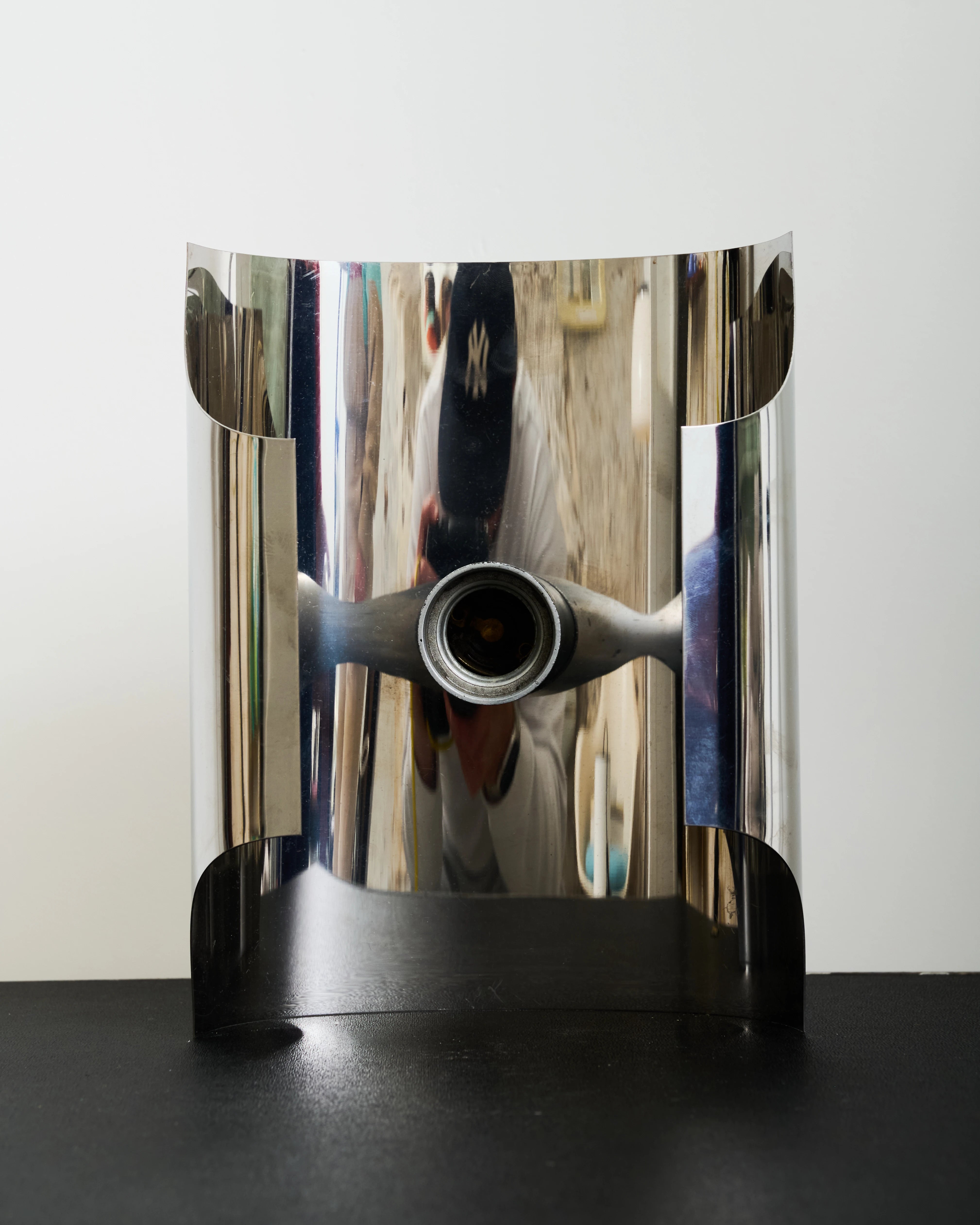Semi-open chrome wall light, 1970s