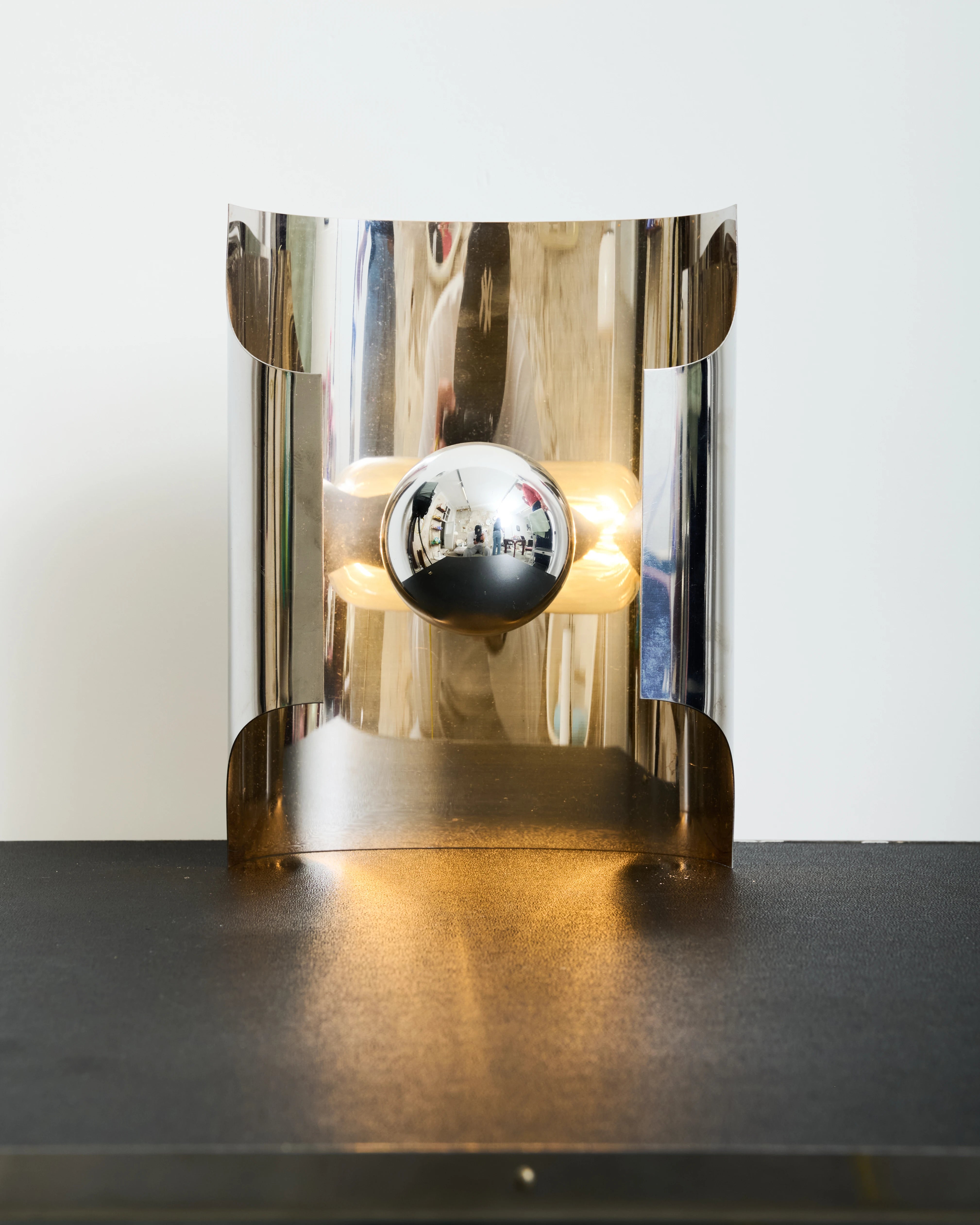 Semi-open chrome wall light, 1970s