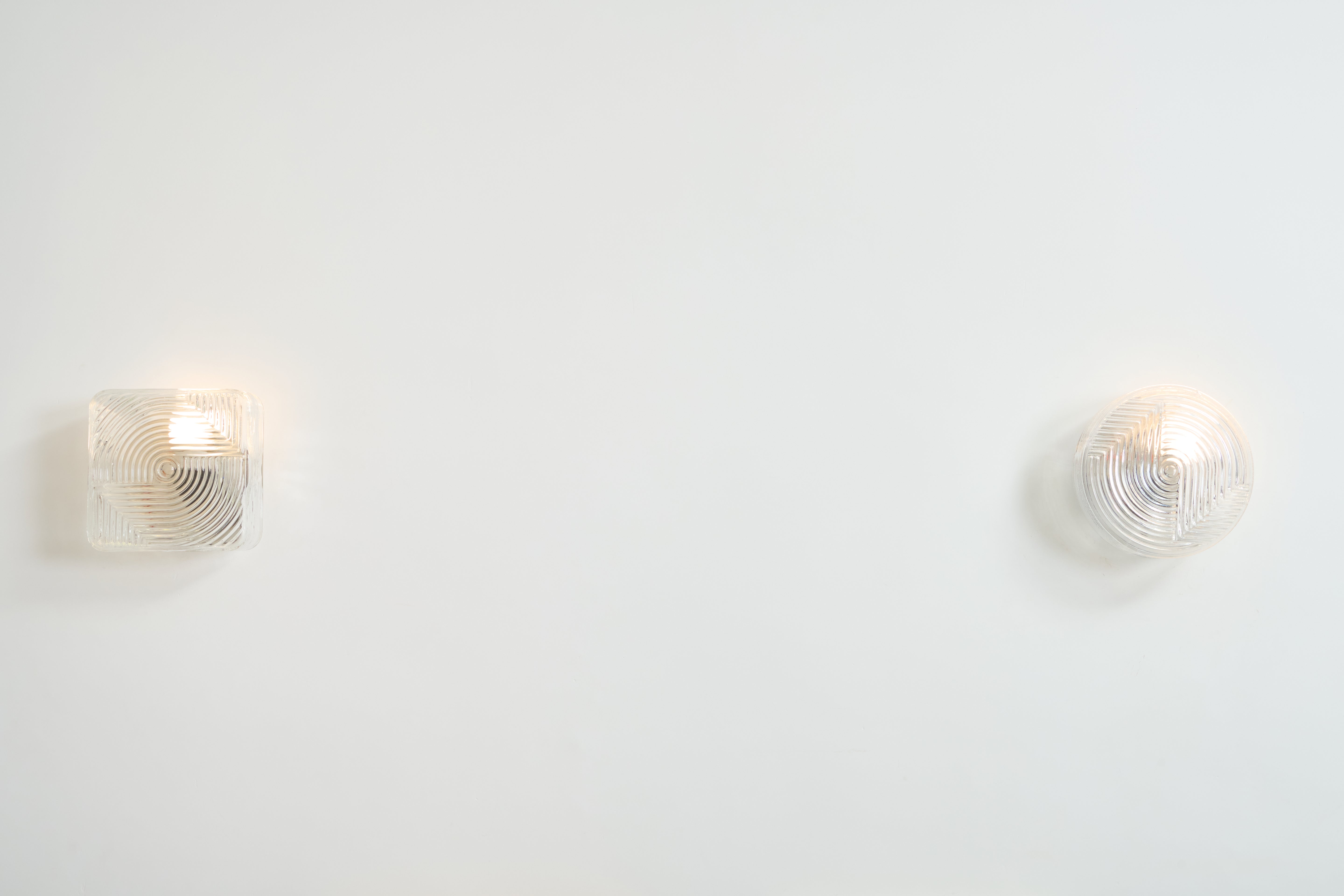 Pair of "Prism" wall sconces, pressed glass, 1960s