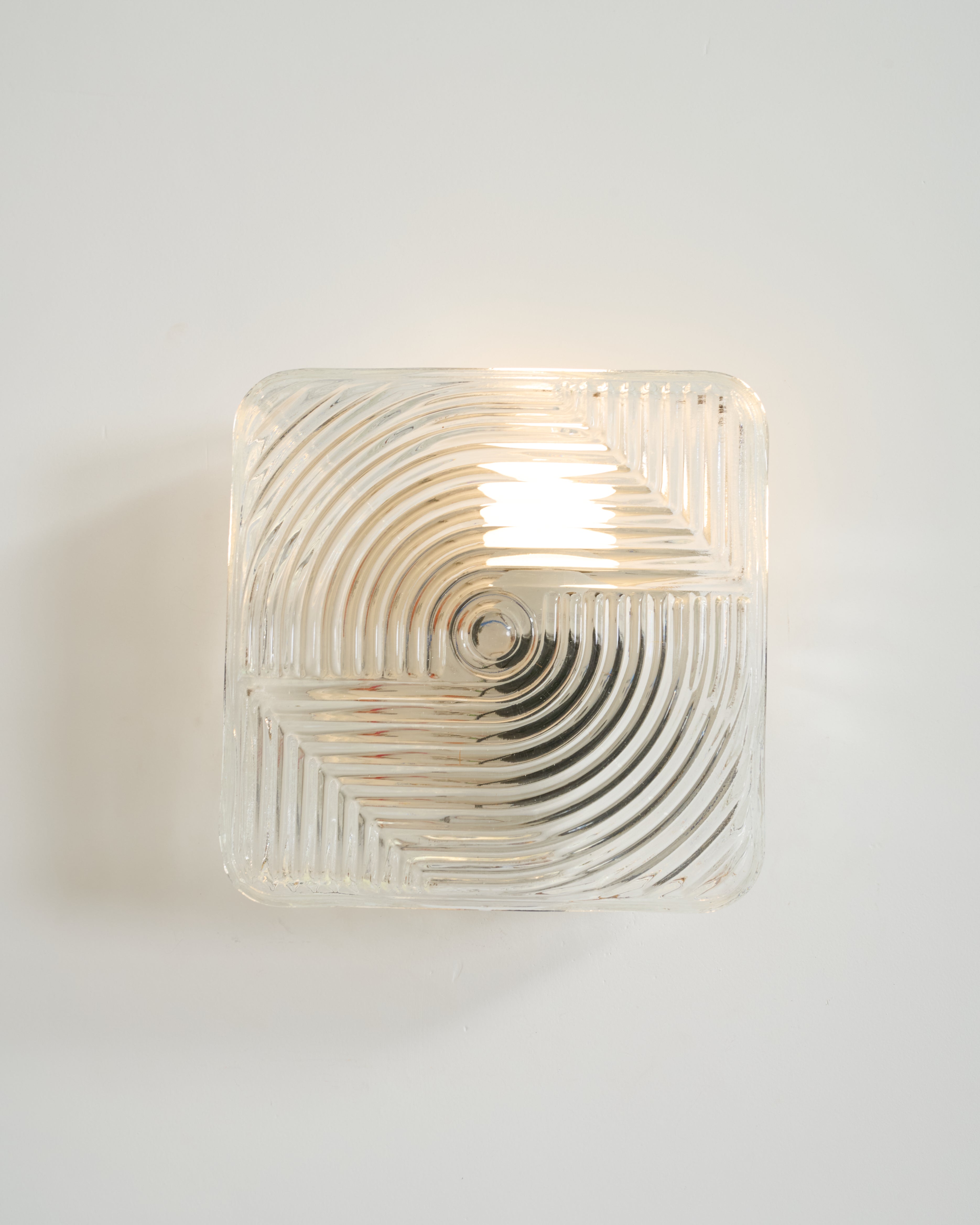 Pair of "Prism" wall sconces, pressed glass, 1960s