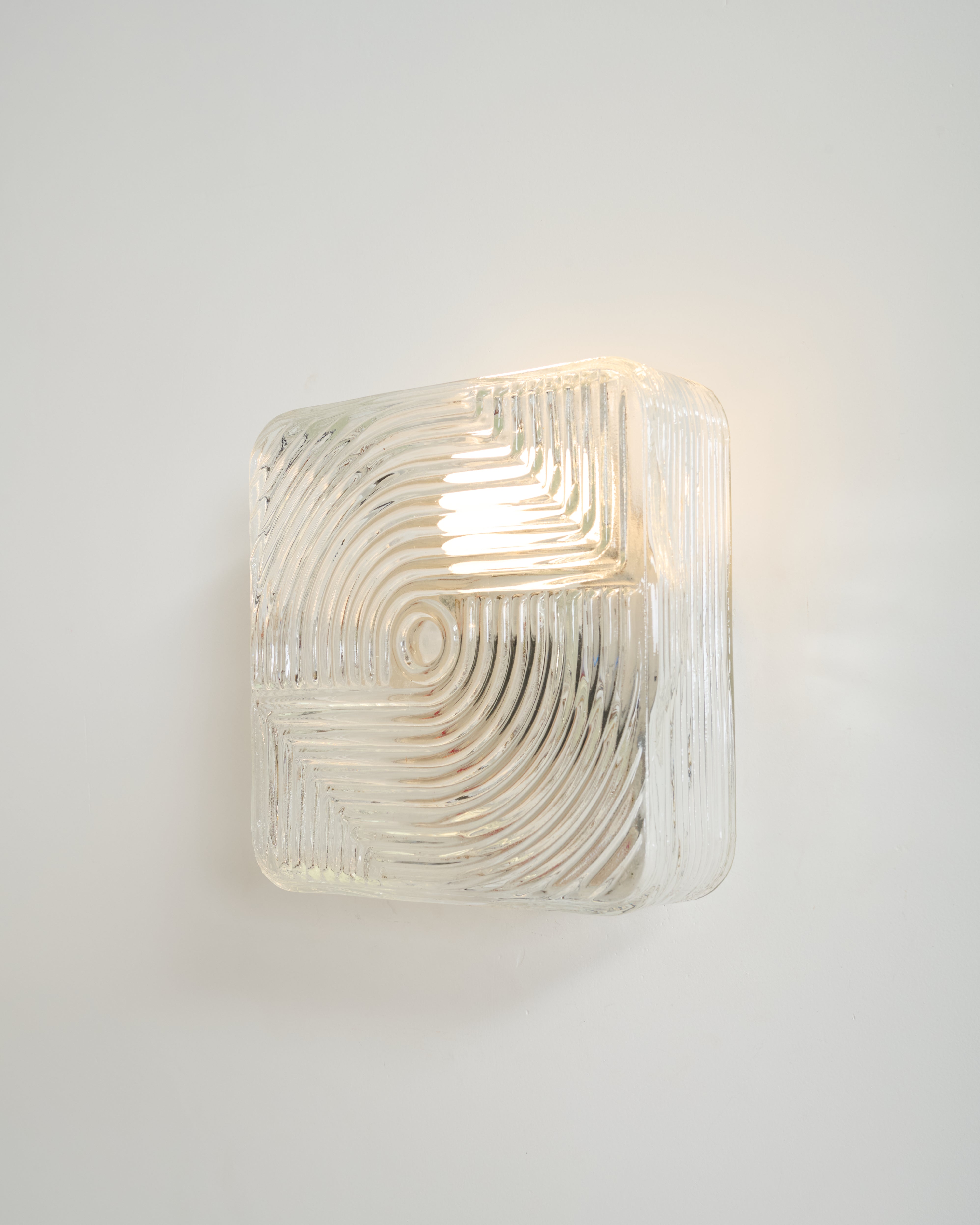 Pair of "Prism" wall sconces, pressed glass, 1960s