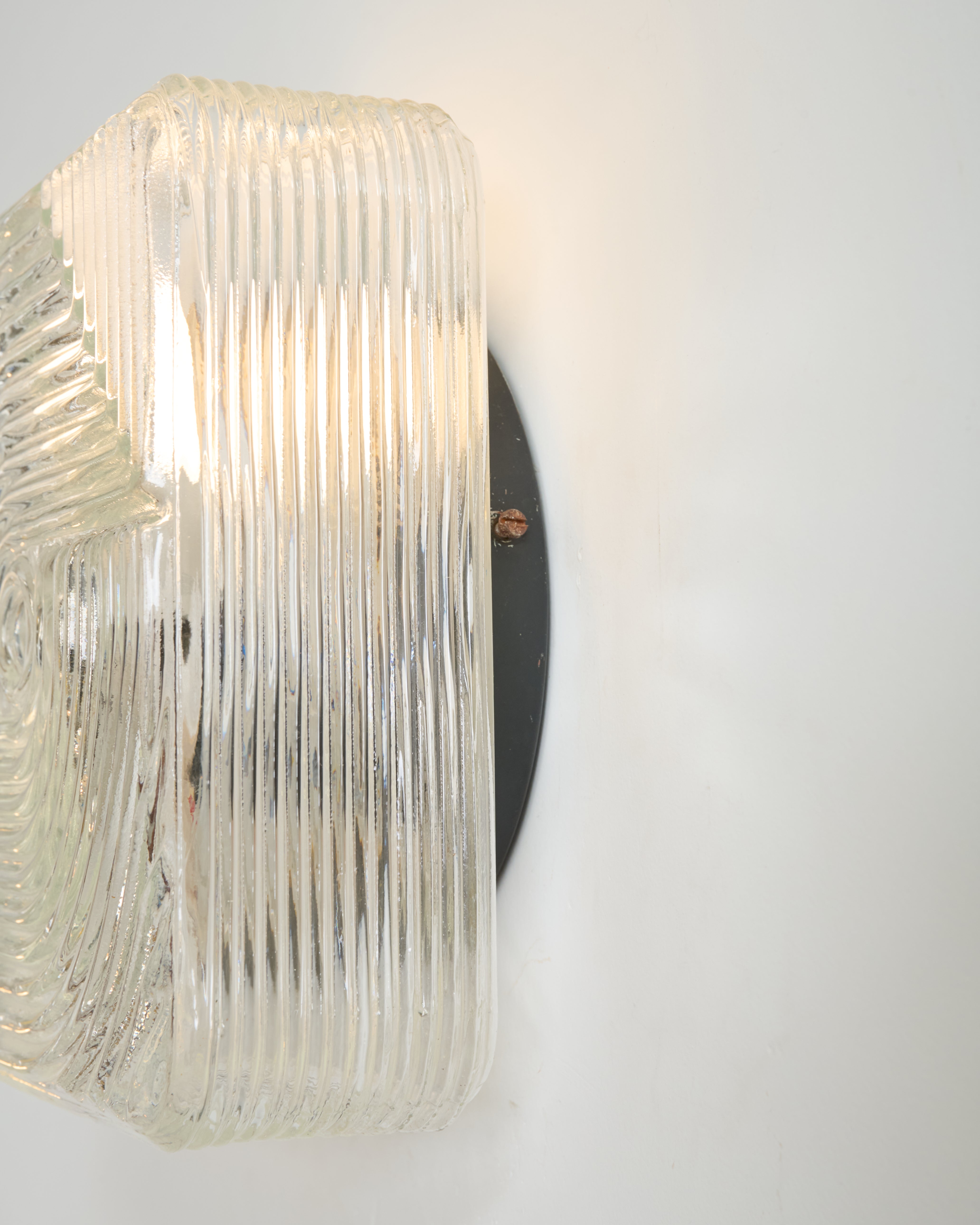 Pair of "Prism" wall sconces, pressed glass, 1960s