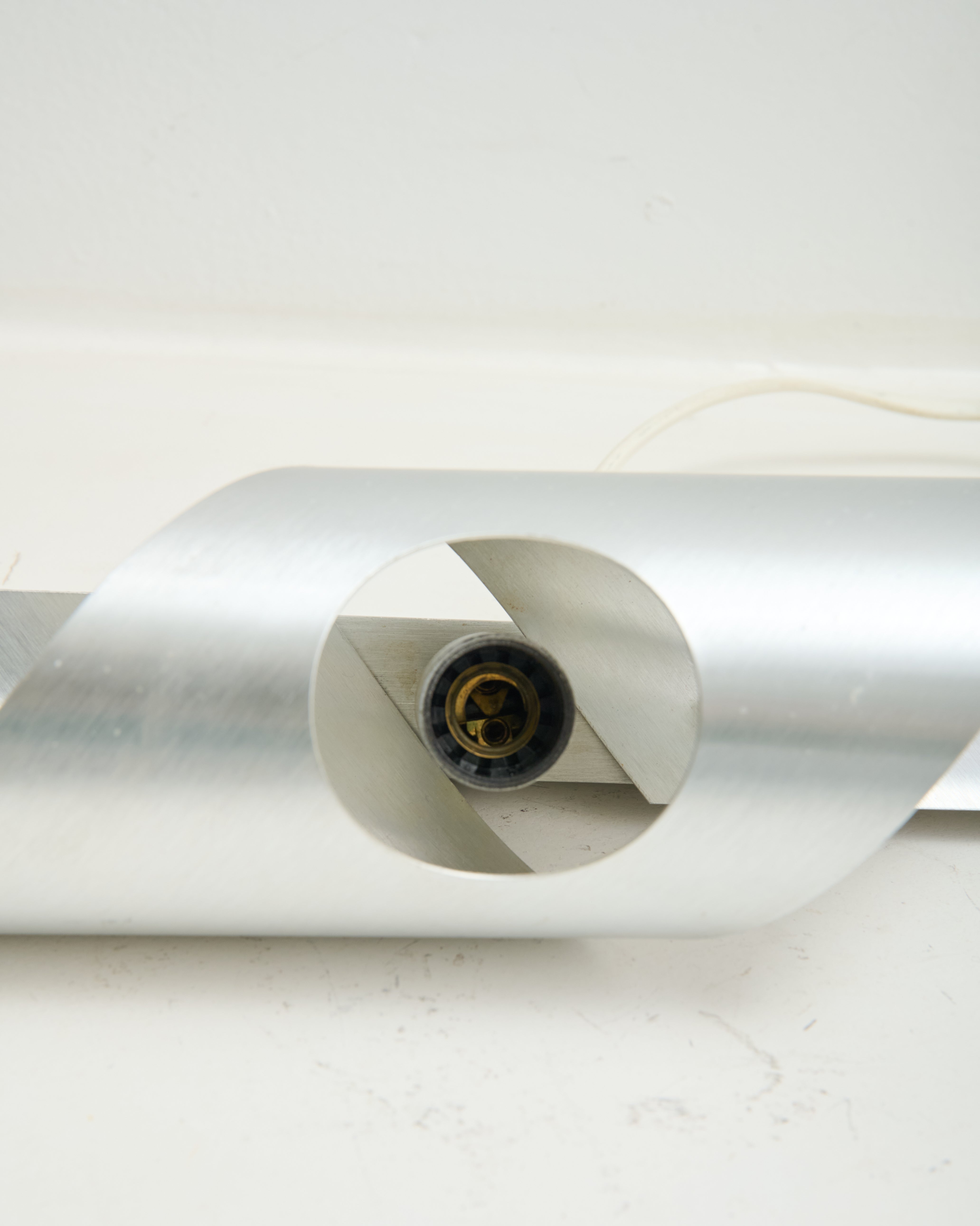 Applique cylindrique Space age, aluminium brossé, 1970-1980