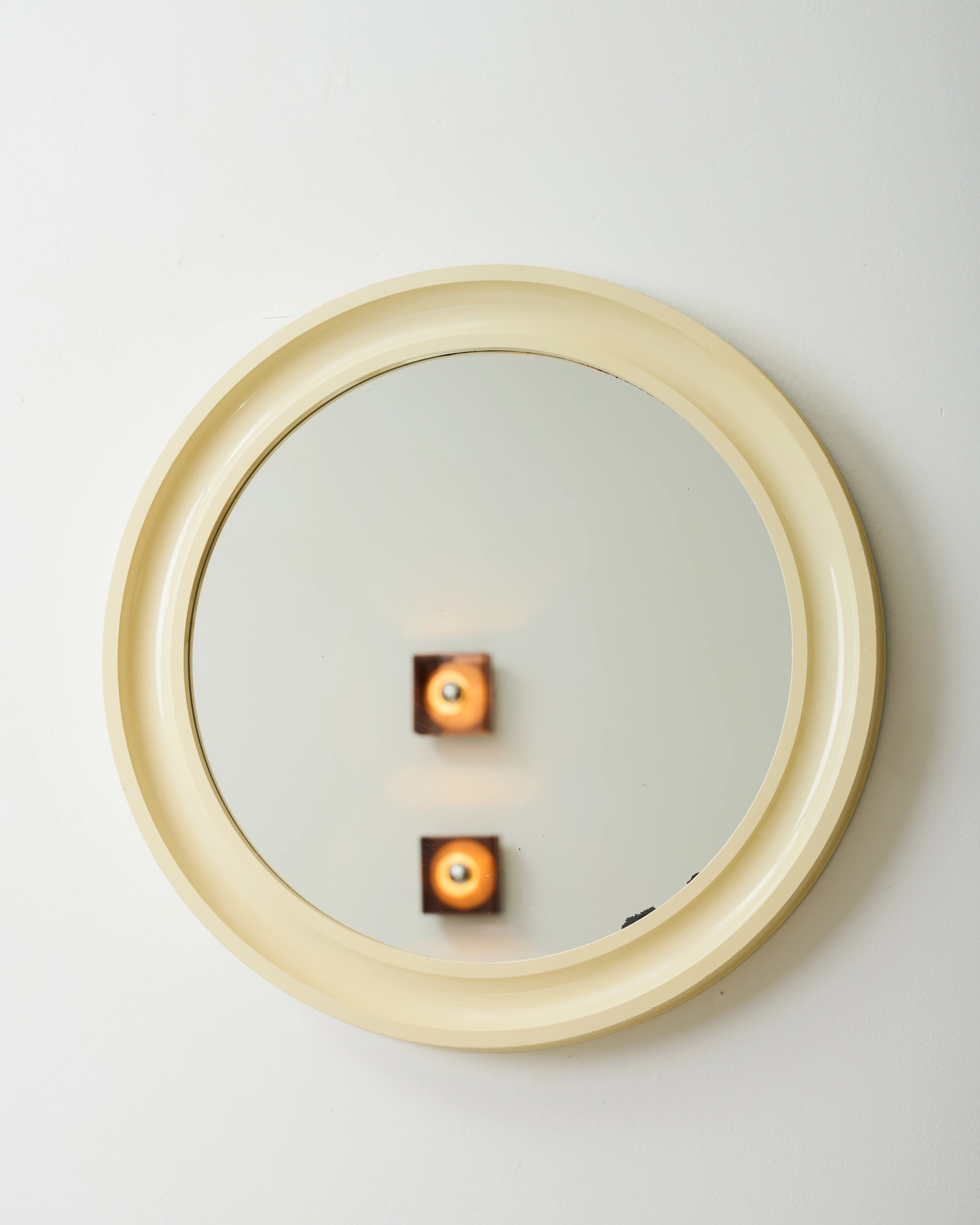 Miroir rond crème, dlg Carrara & Matta, Italie, 1970-1980s