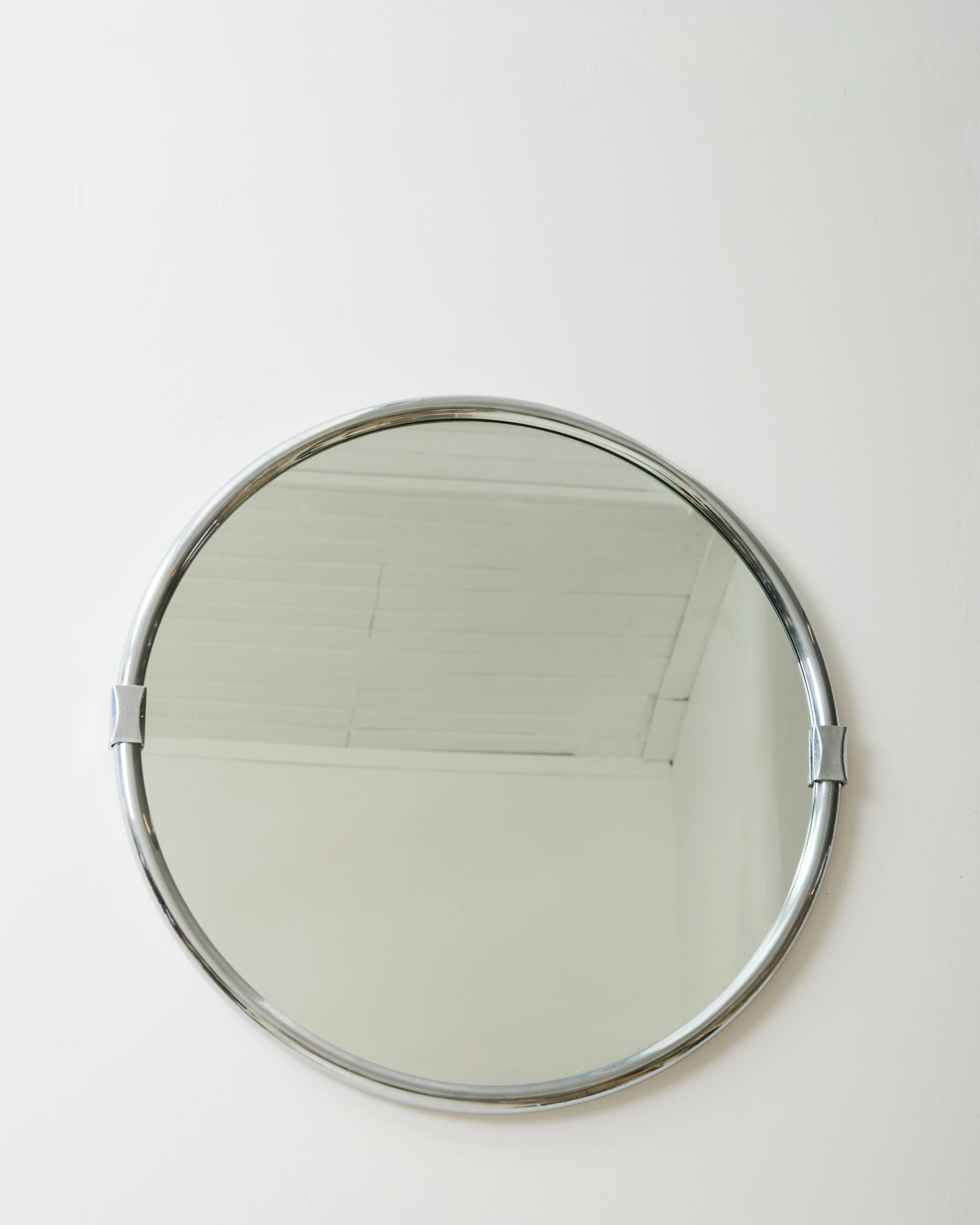 Miroir rond tubulaire en chrome, 1960-1970s