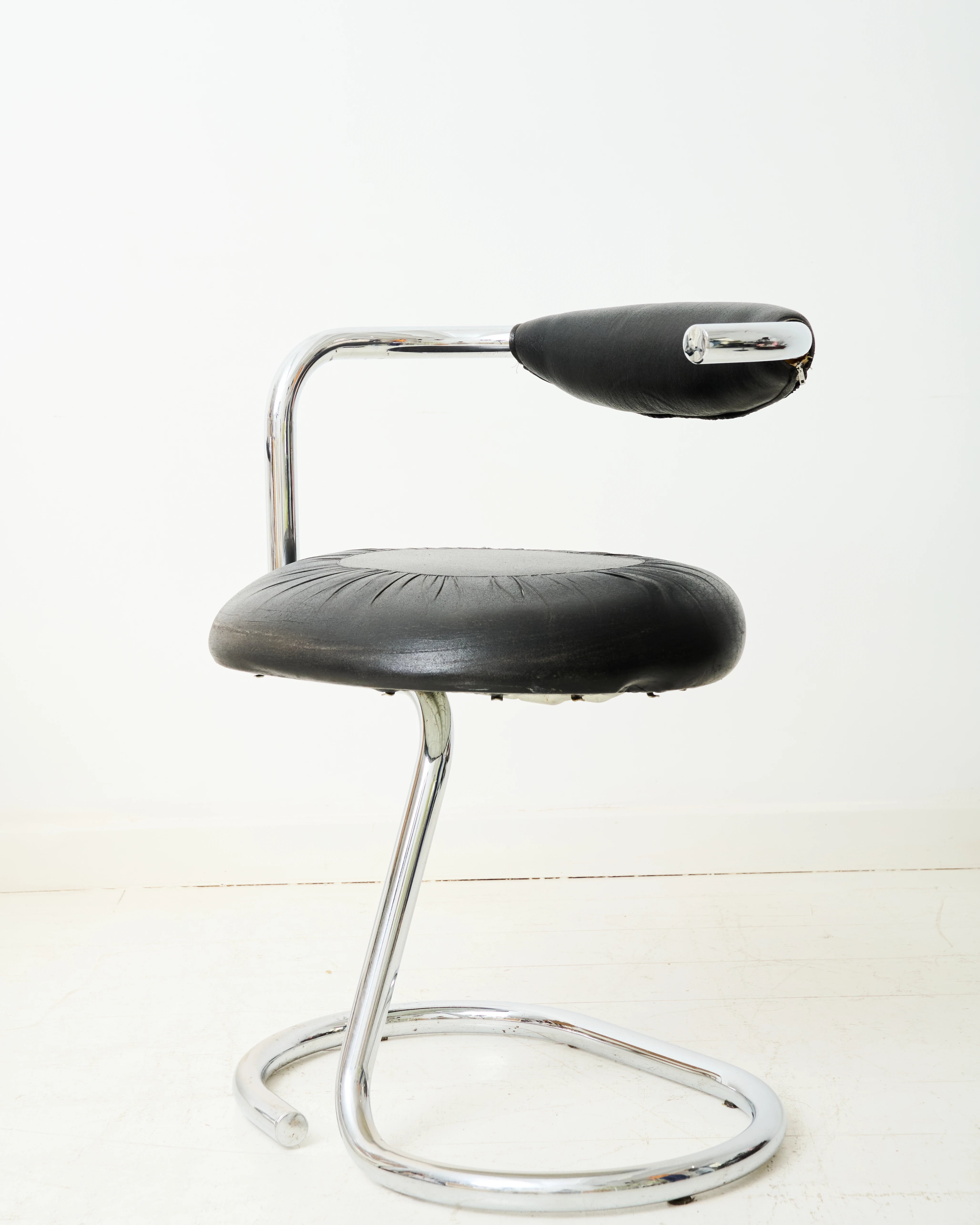 Pair of chrome and velvet chairs (1 of 3), by Rinaldi, 1970s