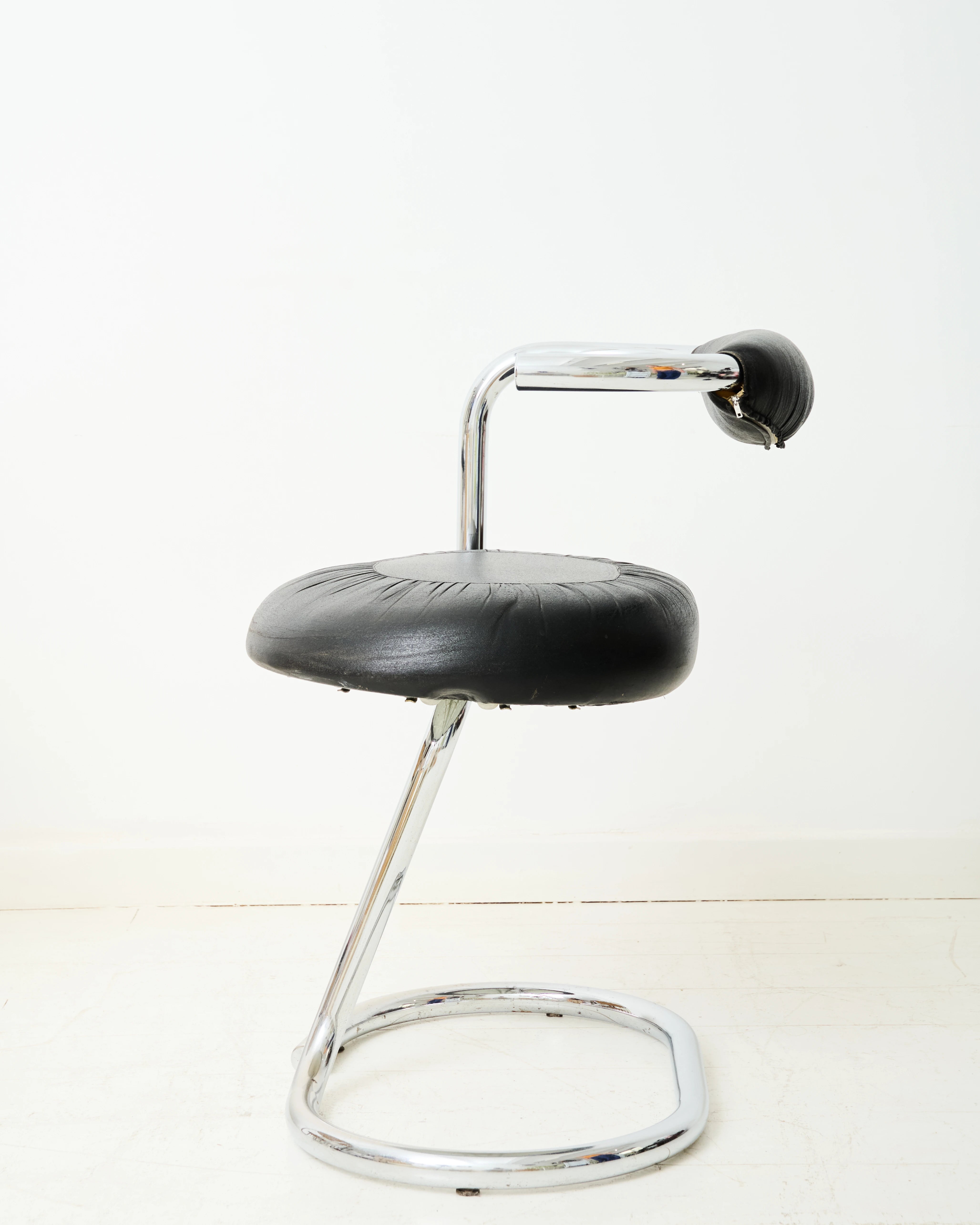 Pair of chrome and velvet chairs (1 of 3), by Rinaldi, 1970s