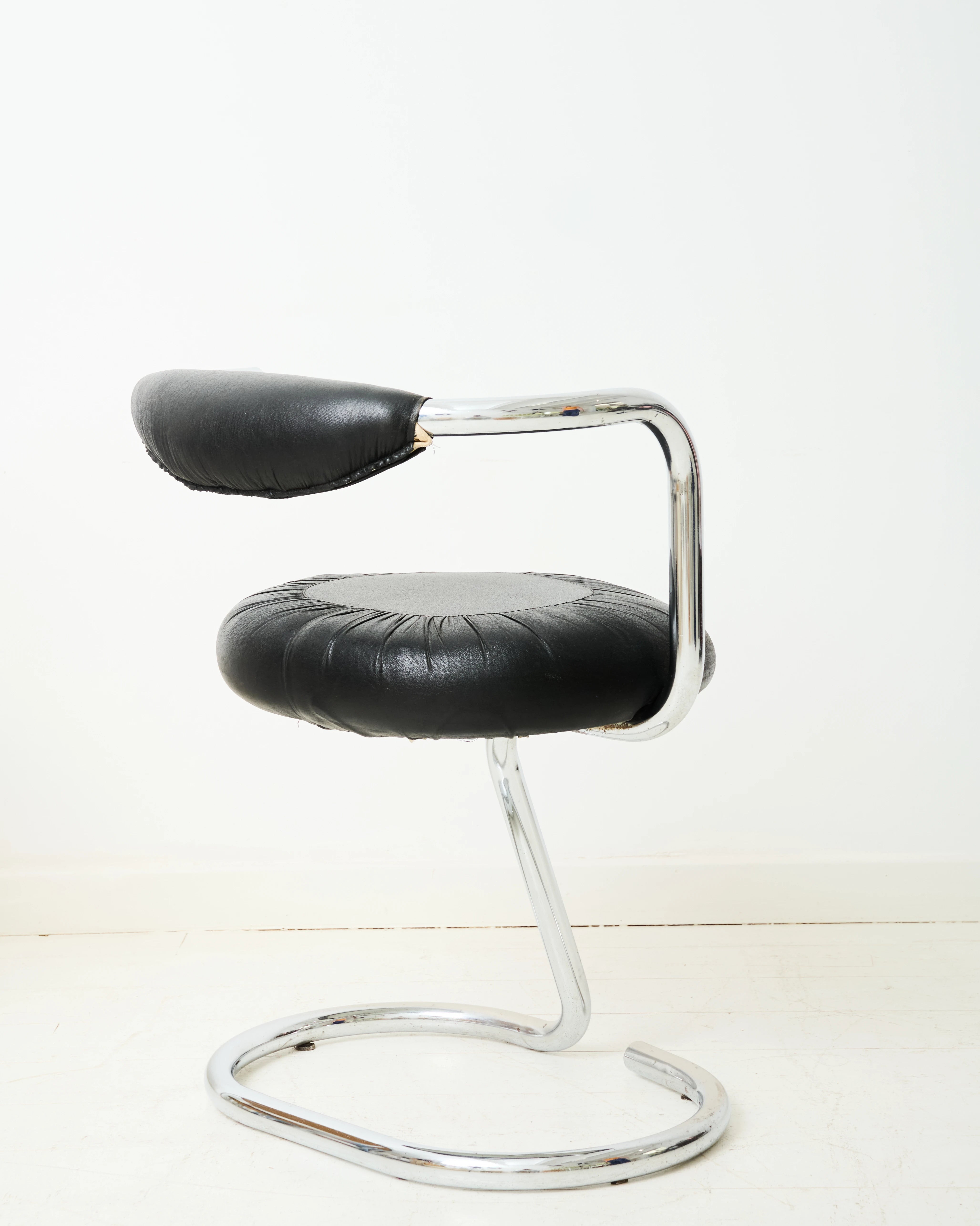 Pair of chrome and velvet chairs (1 of 3), by Rinaldi, 1970s