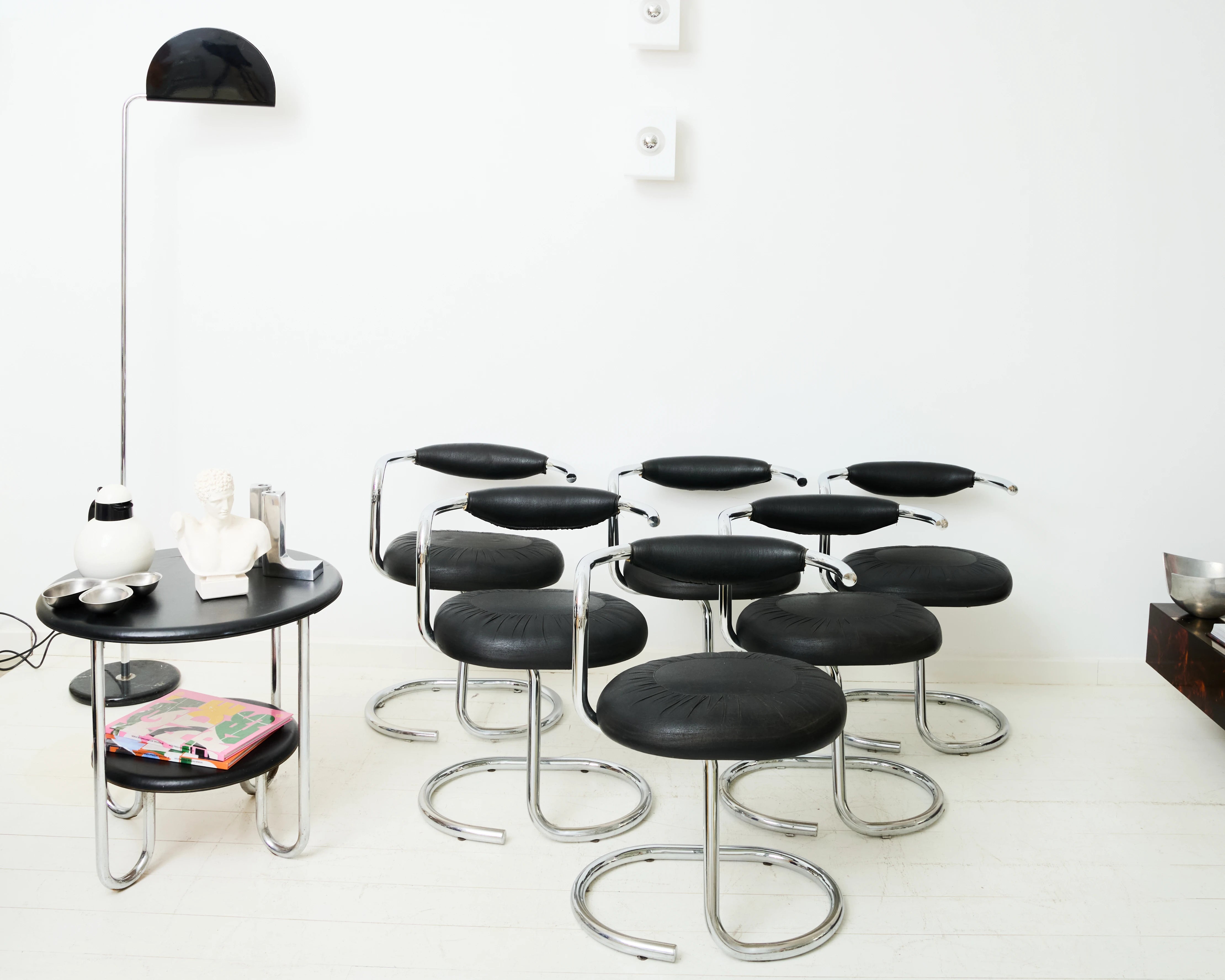 Pair of chrome and velvet chairs (1 of 3), by Rinaldi, 1970s