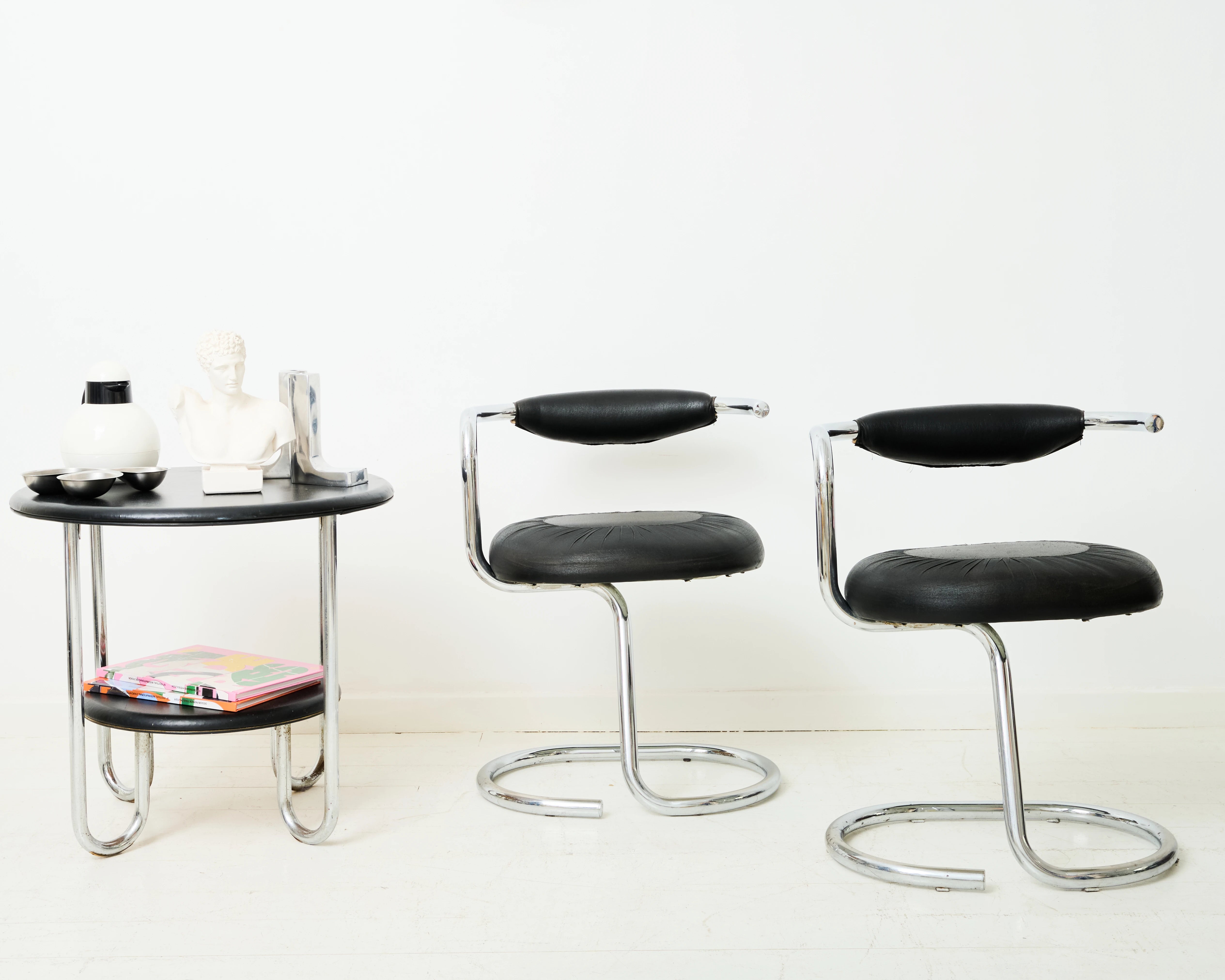 Pair of chrome and velvet chairs (1 of 3), by Rinaldi, 1970s