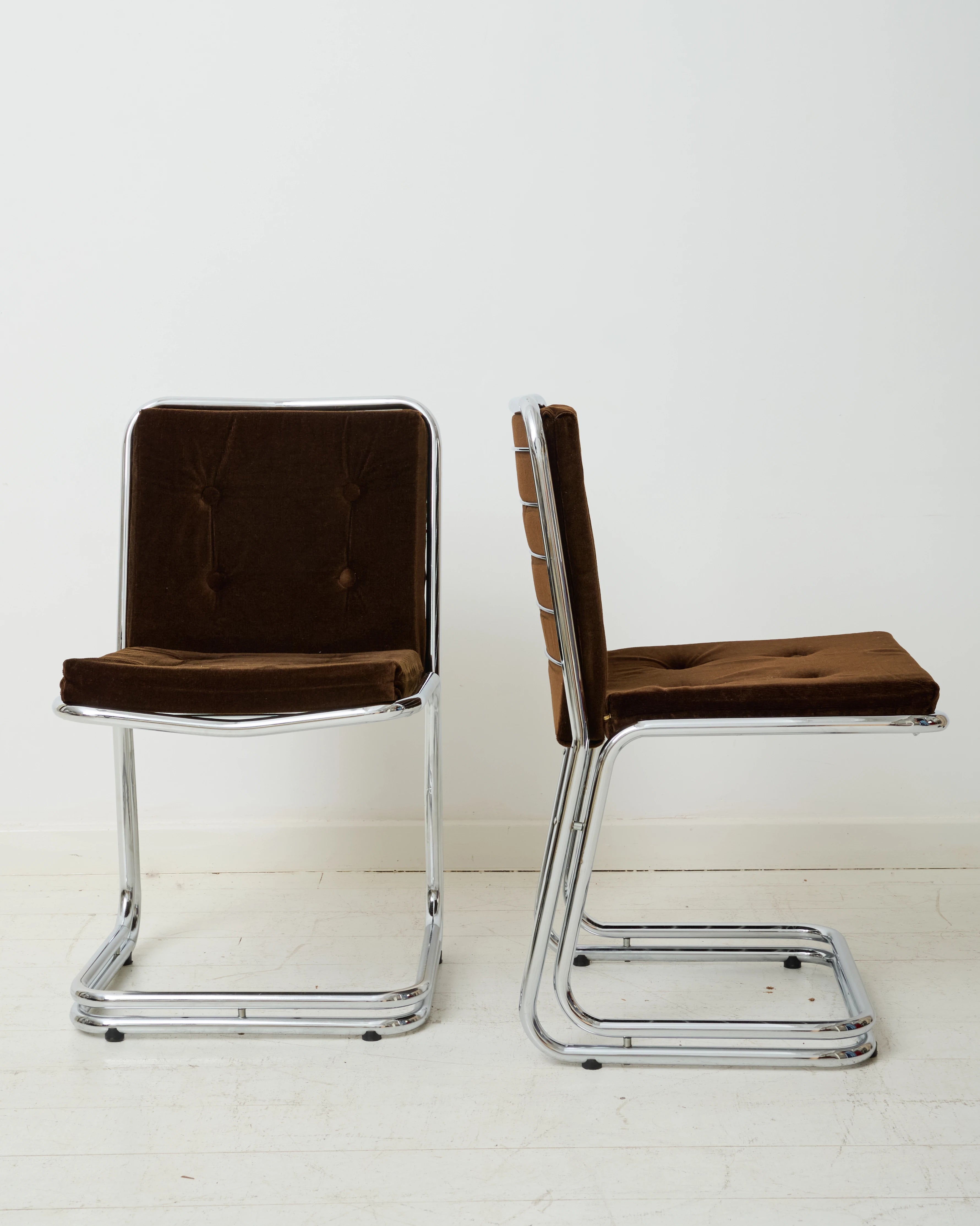 Paire de chaises en chrome et velours (1 sur 3), dlg Rinaldi, 1970s