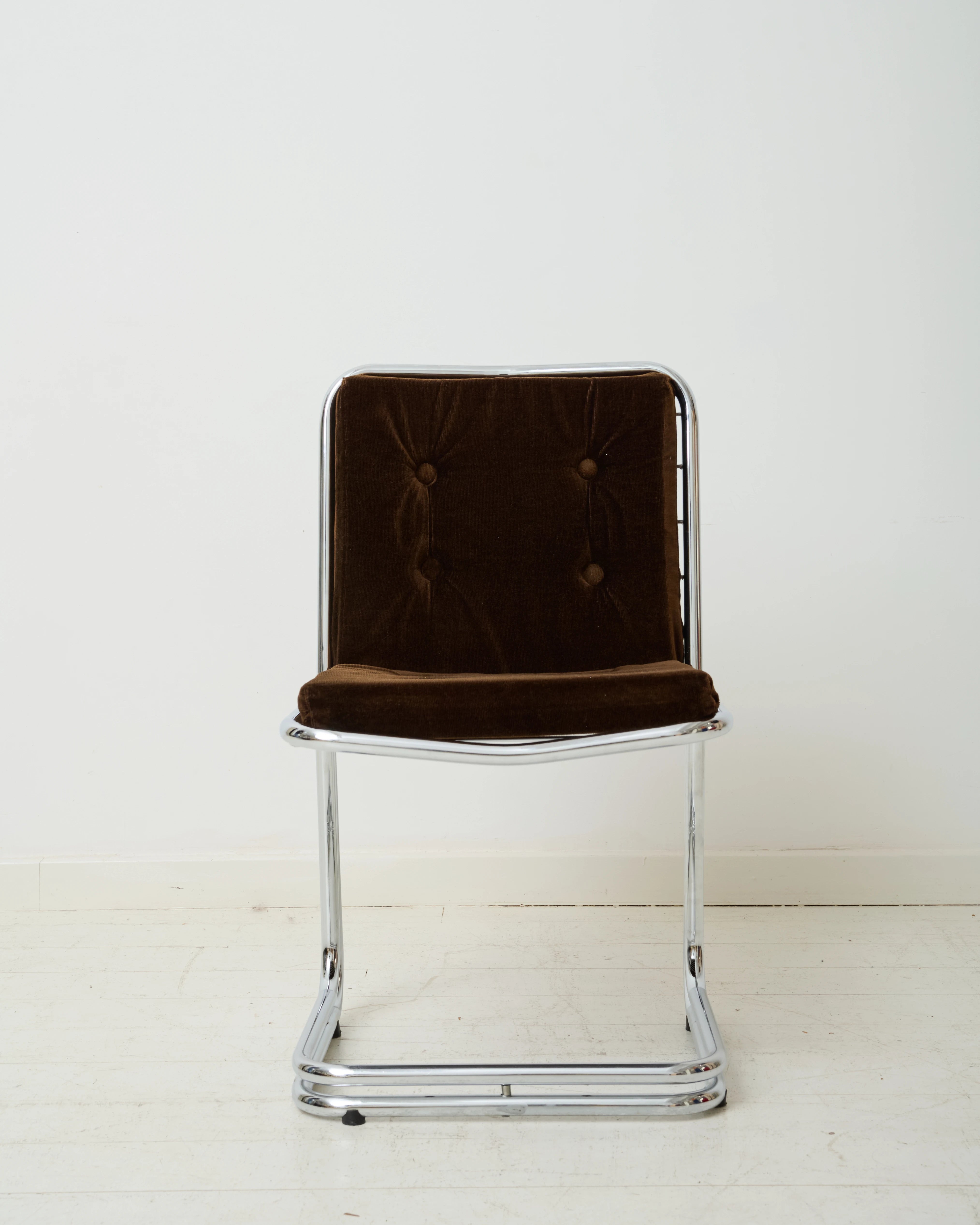 Paire de chaises en chrome et velours (1 sur 3), dlg Rinaldi, 1970s