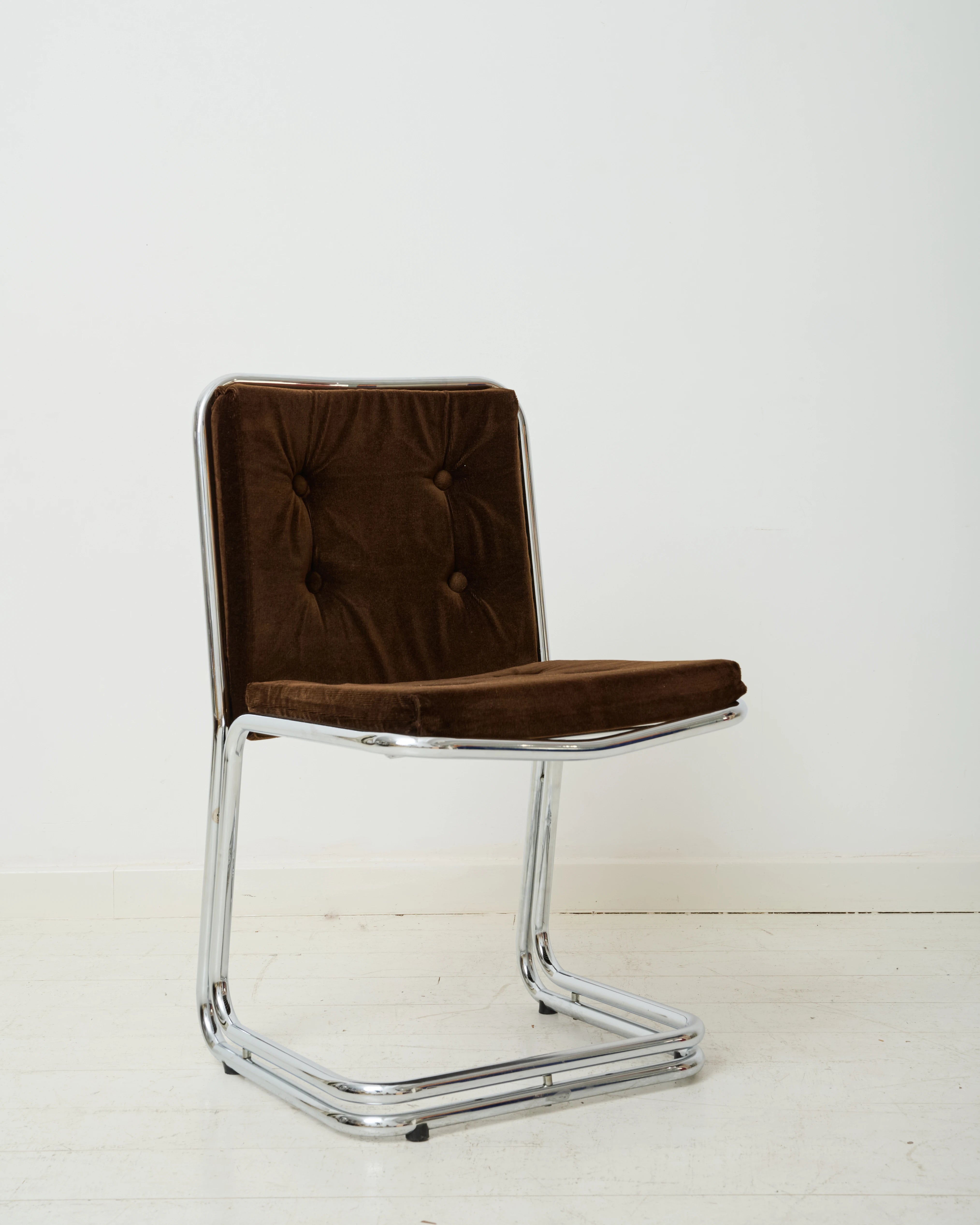 Paire de chaises en chrome et velours (1 sur 3), dlg Rinaldi, 1970s