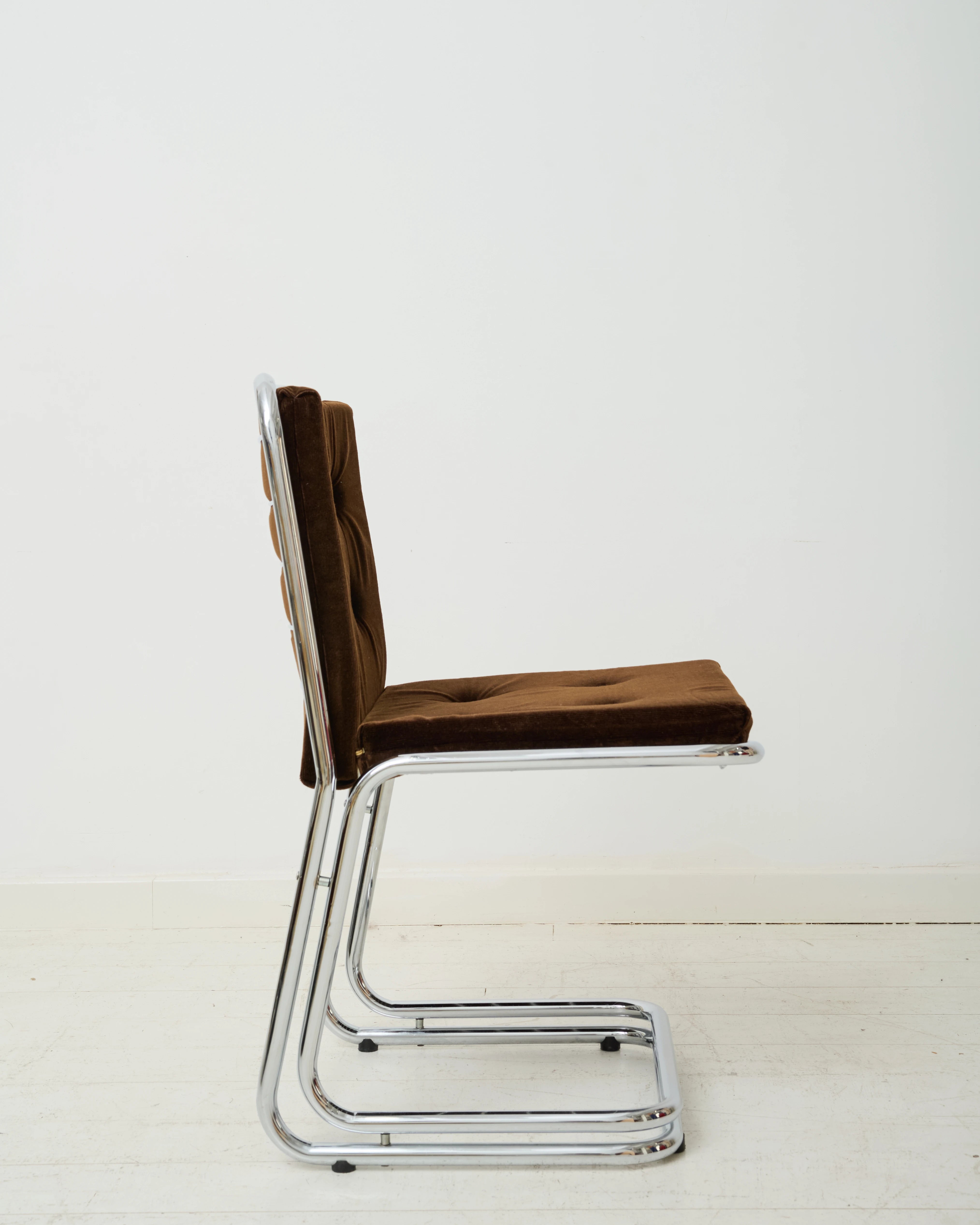 Paire de chaises en chrome et velours (1 sur 3), dlg Rinaldi, 1970s