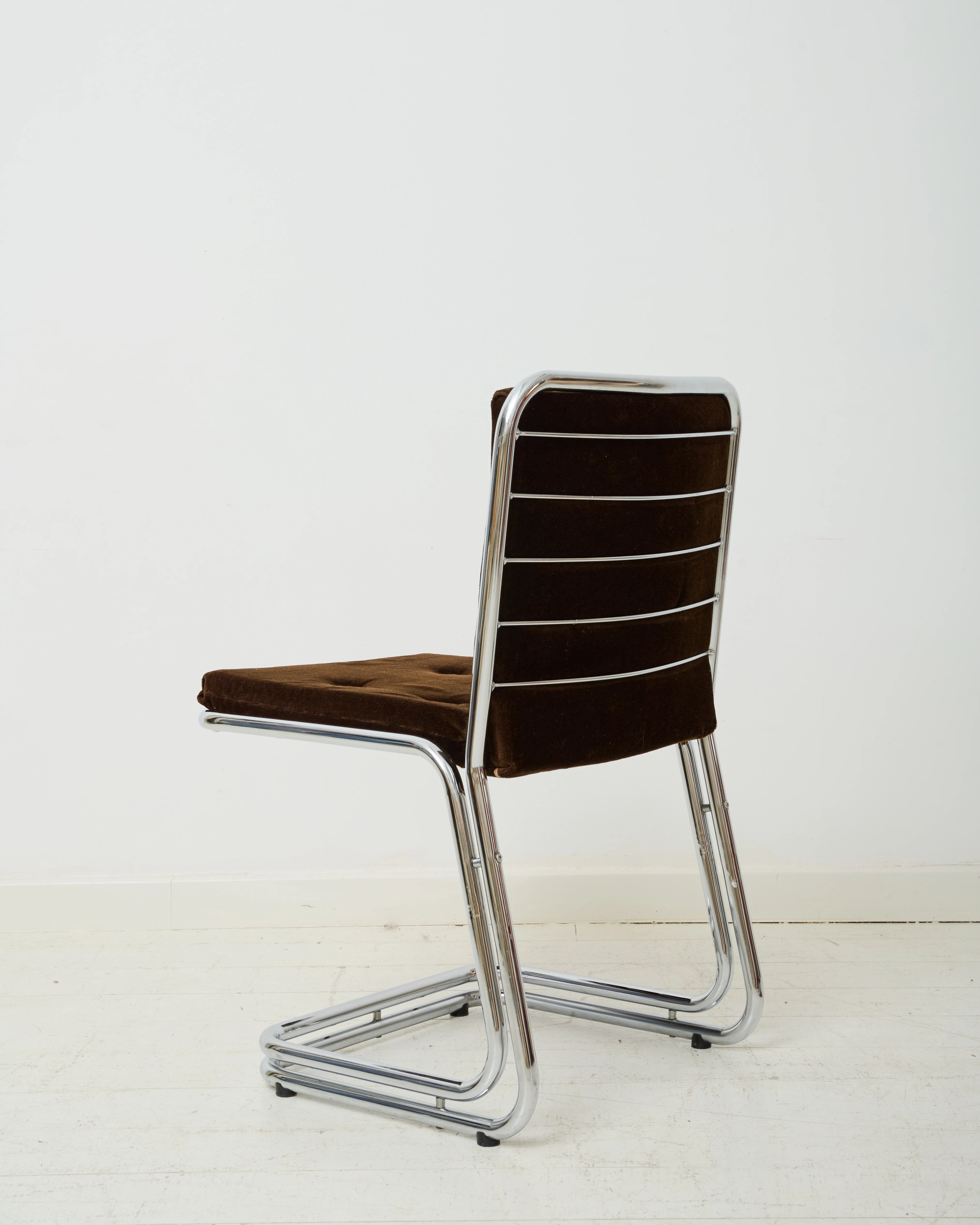 Paire de chaises en chrome et velours (1 sur 3), dlg Rinaldi, 1970s